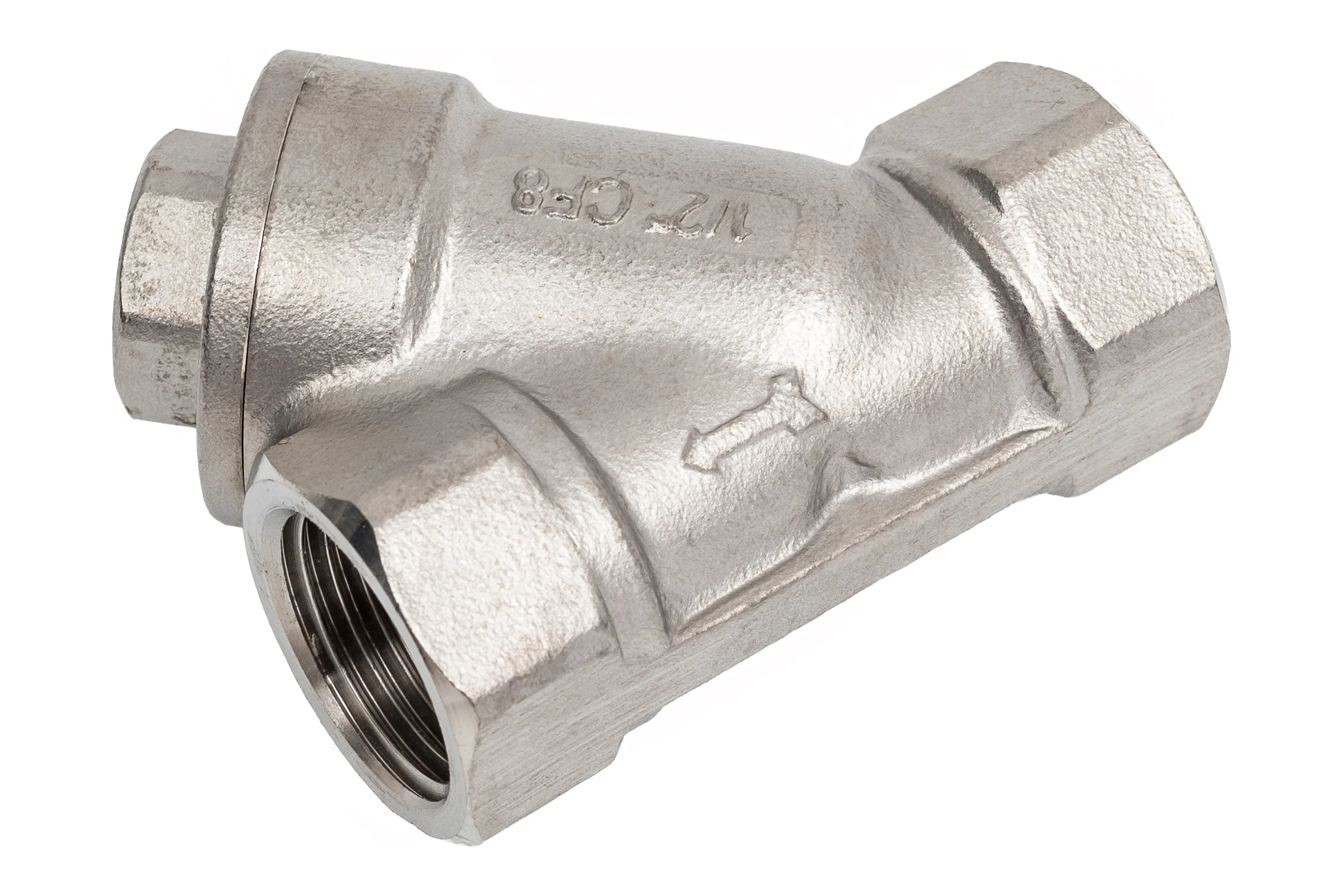 Обратный клапан NEWKEY муфтовый Y-тип нержавеющий, AISI304 DN15 (1/2), (CF8), PN64 NK-YC15/4