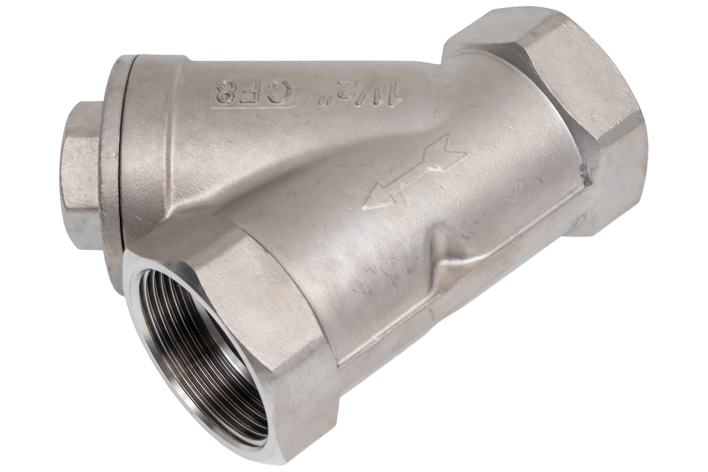 Обратный клапан NEWKEY муфтовый Y-тип нержавеющий, AISI304 DN40 (1_1/2), (CF8), PN40 NK-YC40/4