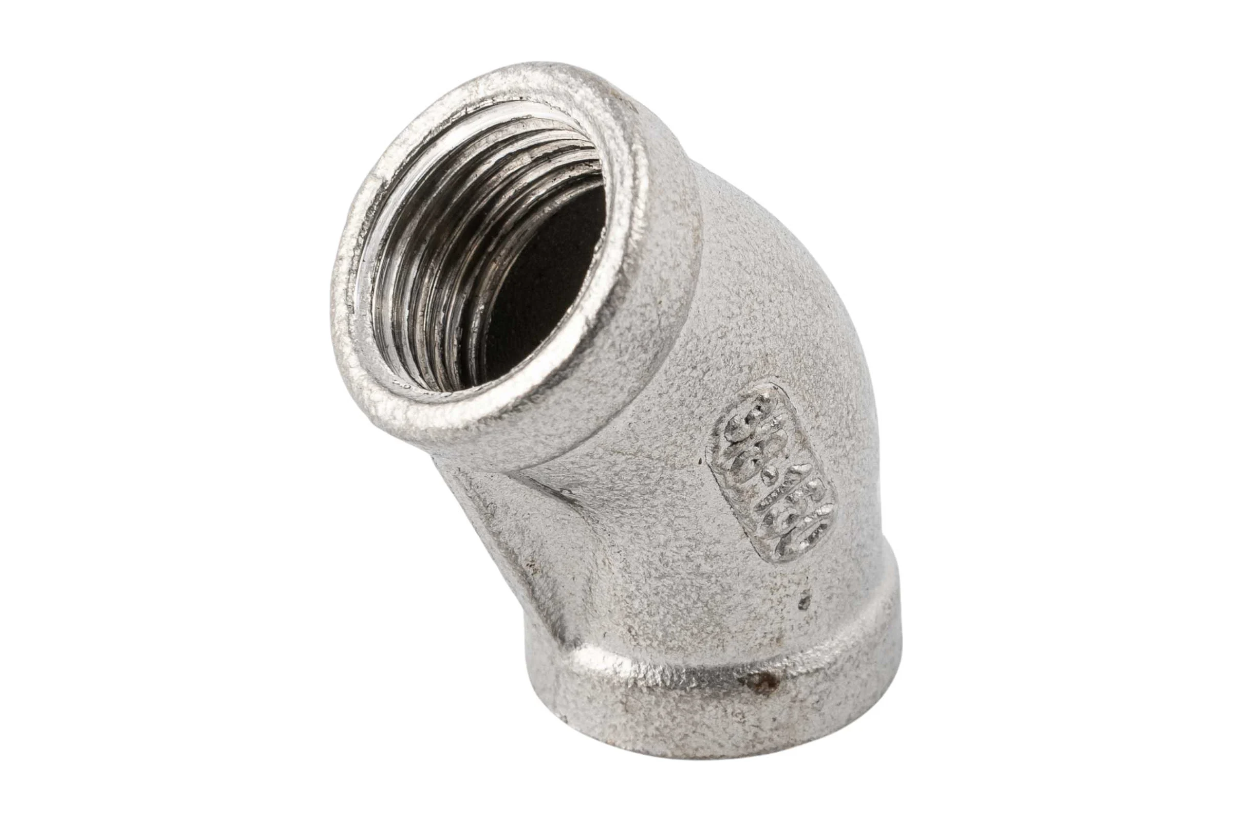 Отвод резьбовой NEWKEY вр/вр 45, нержавеющая сталь AISI304 DN10 (3/8), (CF8), PN16 NK-FEDD45_10/4