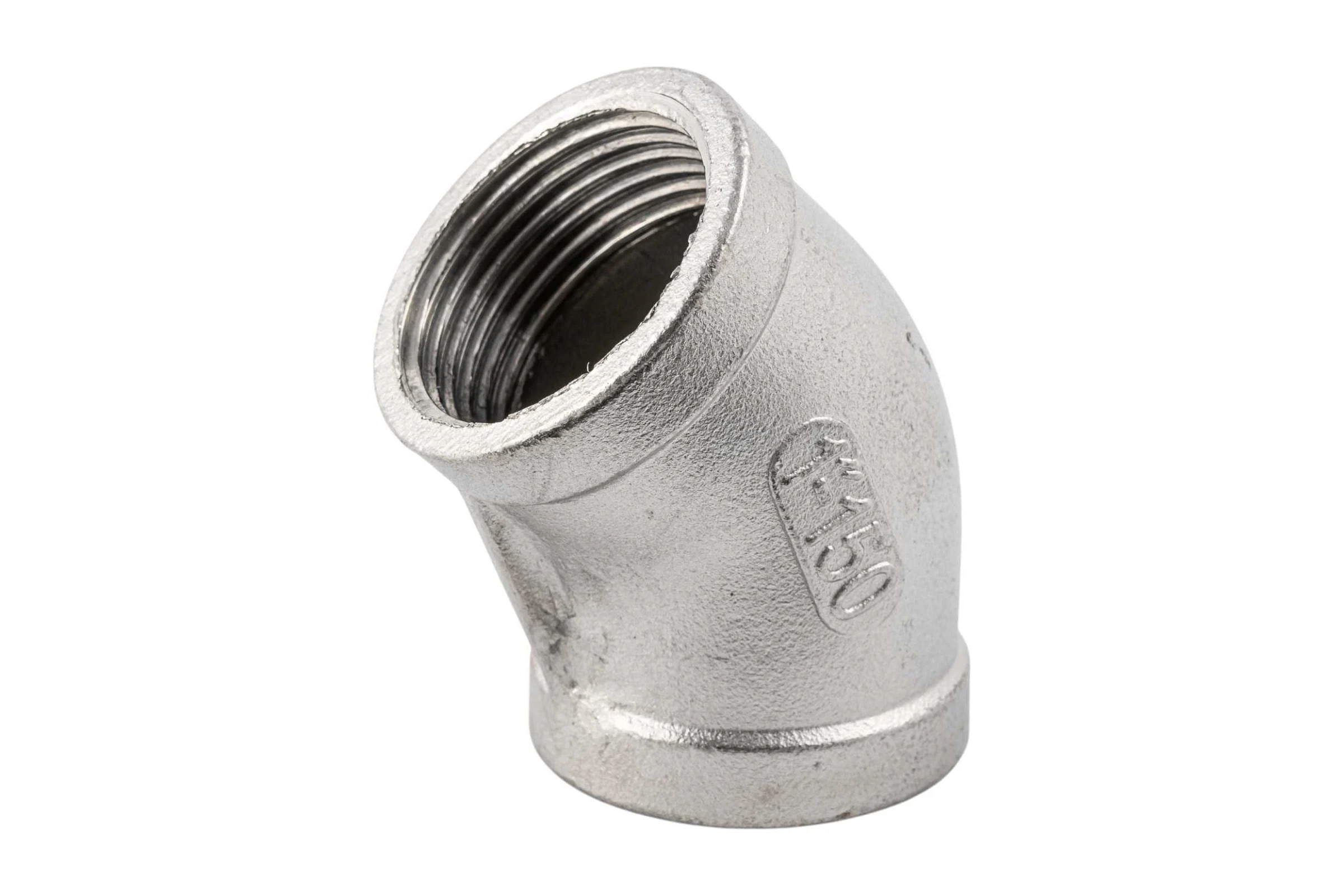 Отвод резьбовой NEWKEY вр/вр 45, нержавеющая сталь AISI304 DN25 (1), (CF8), PN16 NK-FEDD45_25/4