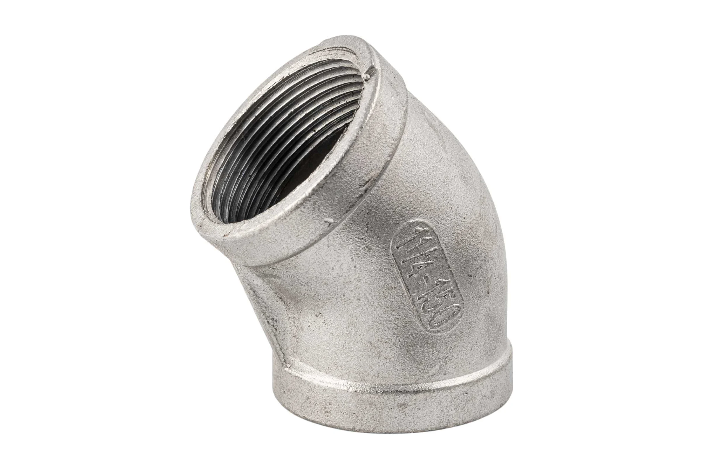 Отвод резьбовой NEWKEY вр/вр 45, нержавеющая сталь AISI304 DN32 (1_1/4), (CF8), PN16 NK-FEDD45_32/4