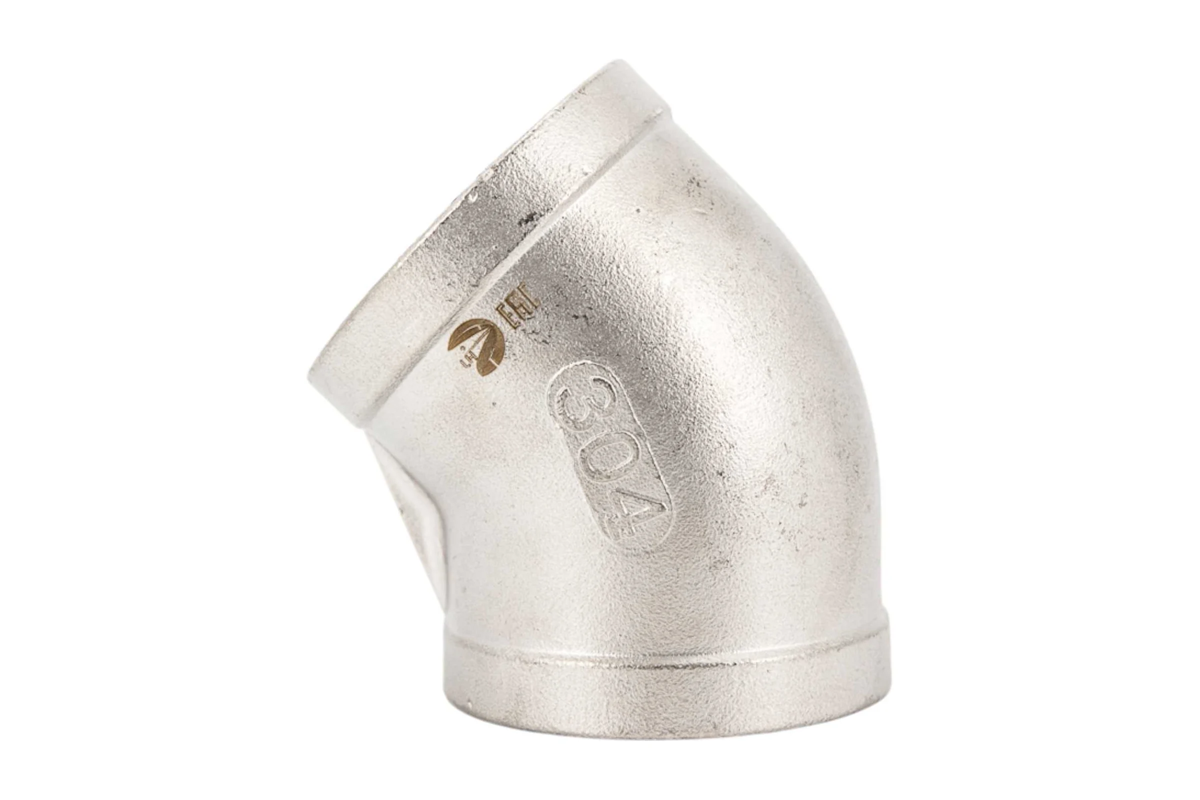 Отвод резьбовой NEWKEY вр/вр 45, нержавеющая сталь AISI304 DN80 (3), (CF8), PN16 NK-FEDD45_80/4