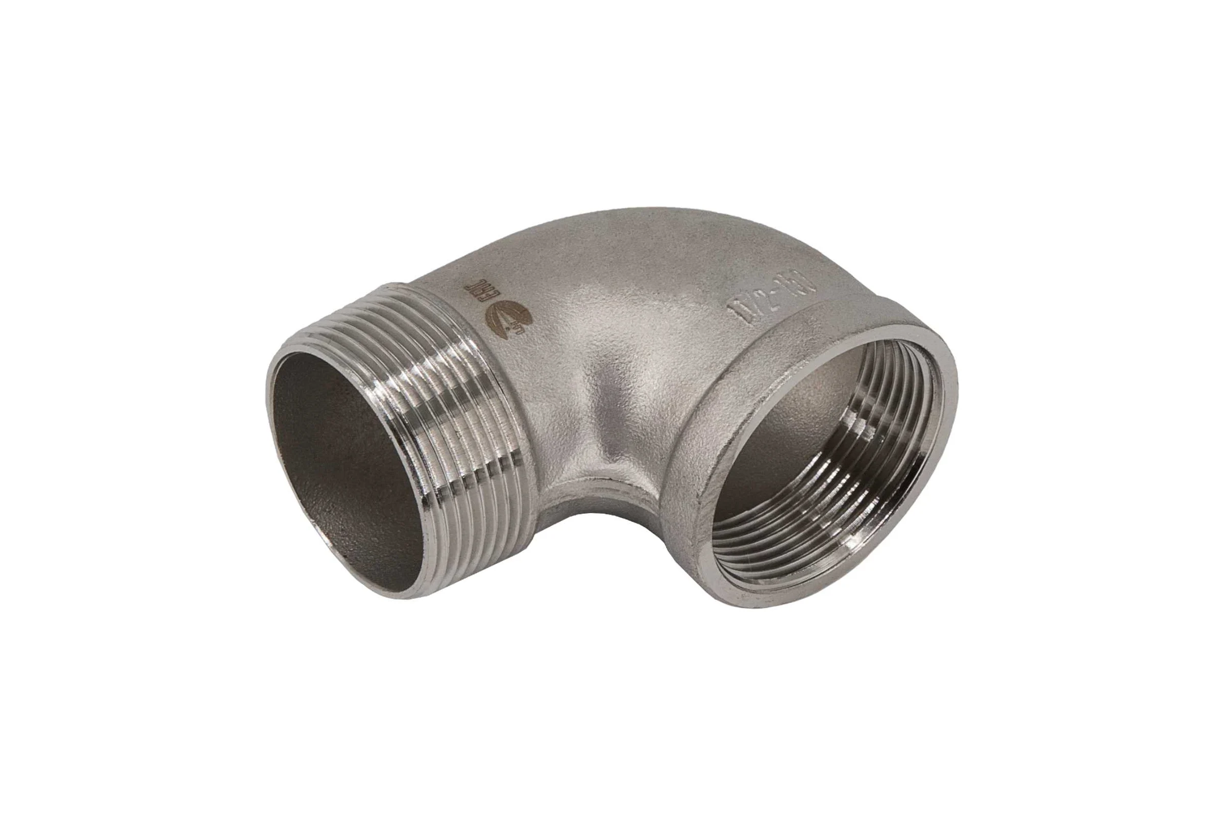 Отвод резьбовой NEWKEY вр/нр, нержавеющая сталь AISI316 DN40 (1_1/2), (CF8M), PN16 NK-FEDM40/6