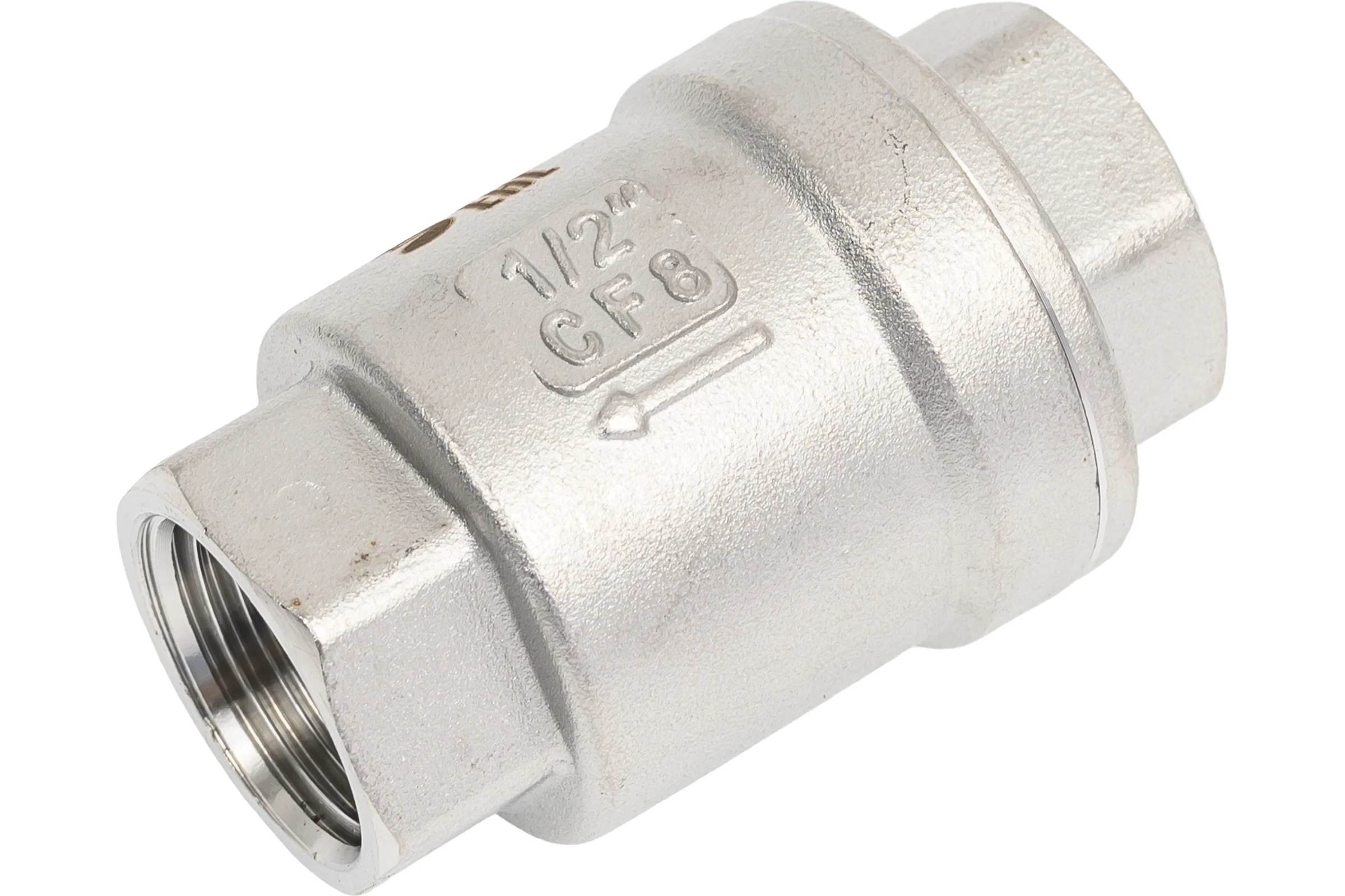 Обратный клапан муфтовый NEWKEY прямой, нержавеющая сталь AISI304 DN15 (1/2), (CF8), PN64 NK-CS15/4