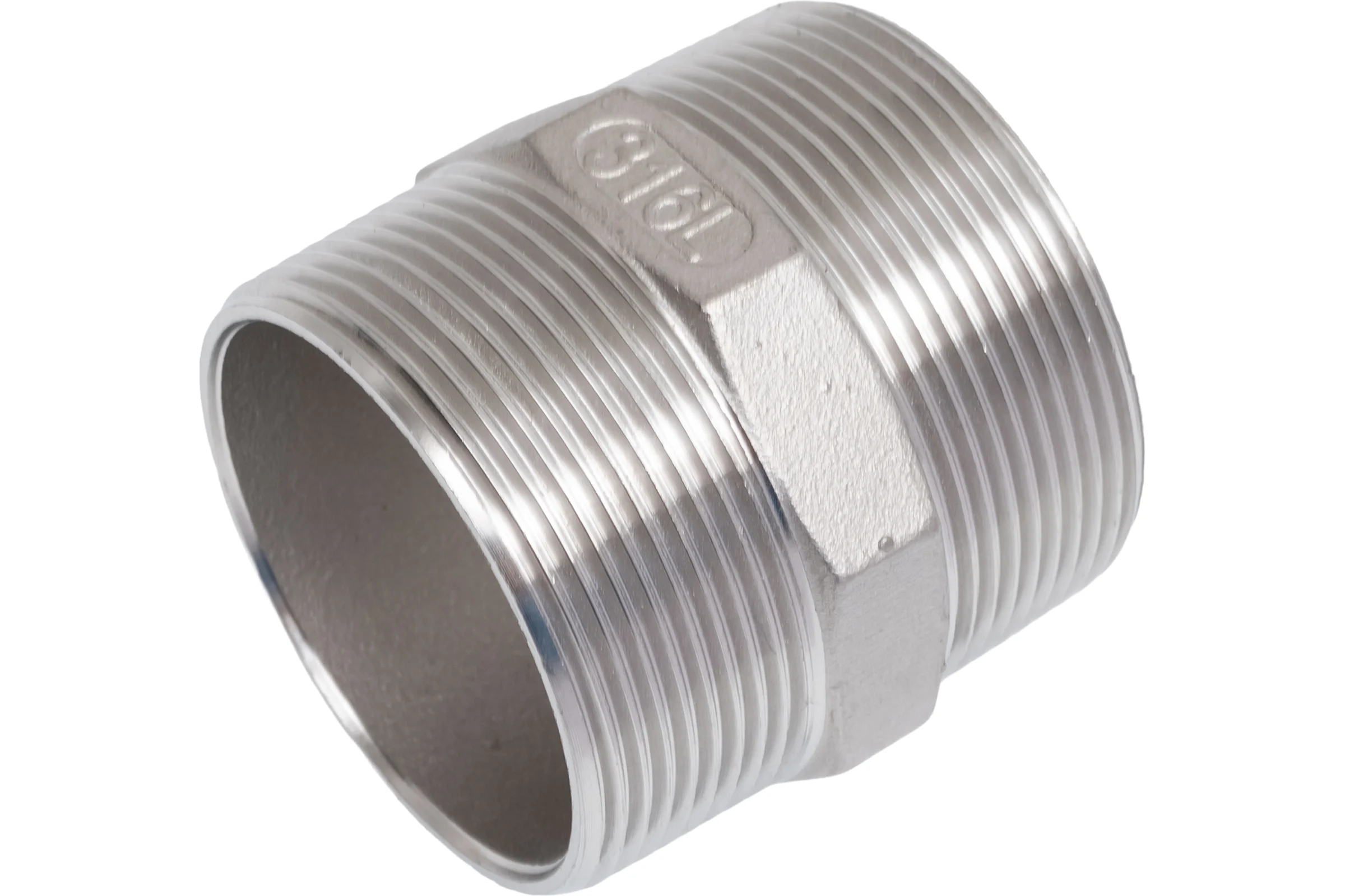 Ниппель резьбовой NEWKEY нержавеющая сталь AISI316 DN50 (2), (CF8М), PN16 NK-NM50/6