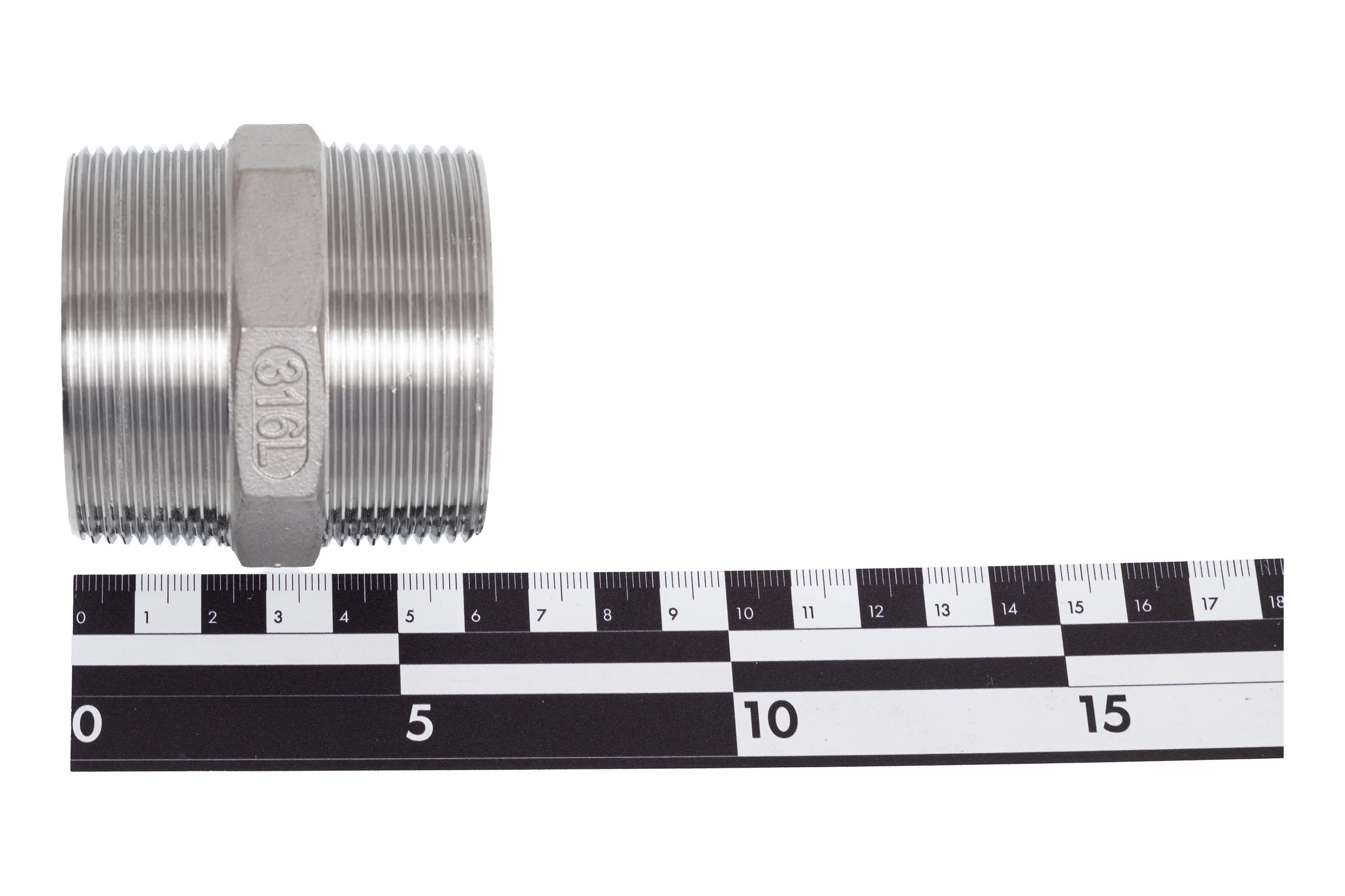 Ниппель резьбовой NEWKEY нержавеющая сталь AISI316 DN50 (2), (CF8М), PN16 NK-NM50/6