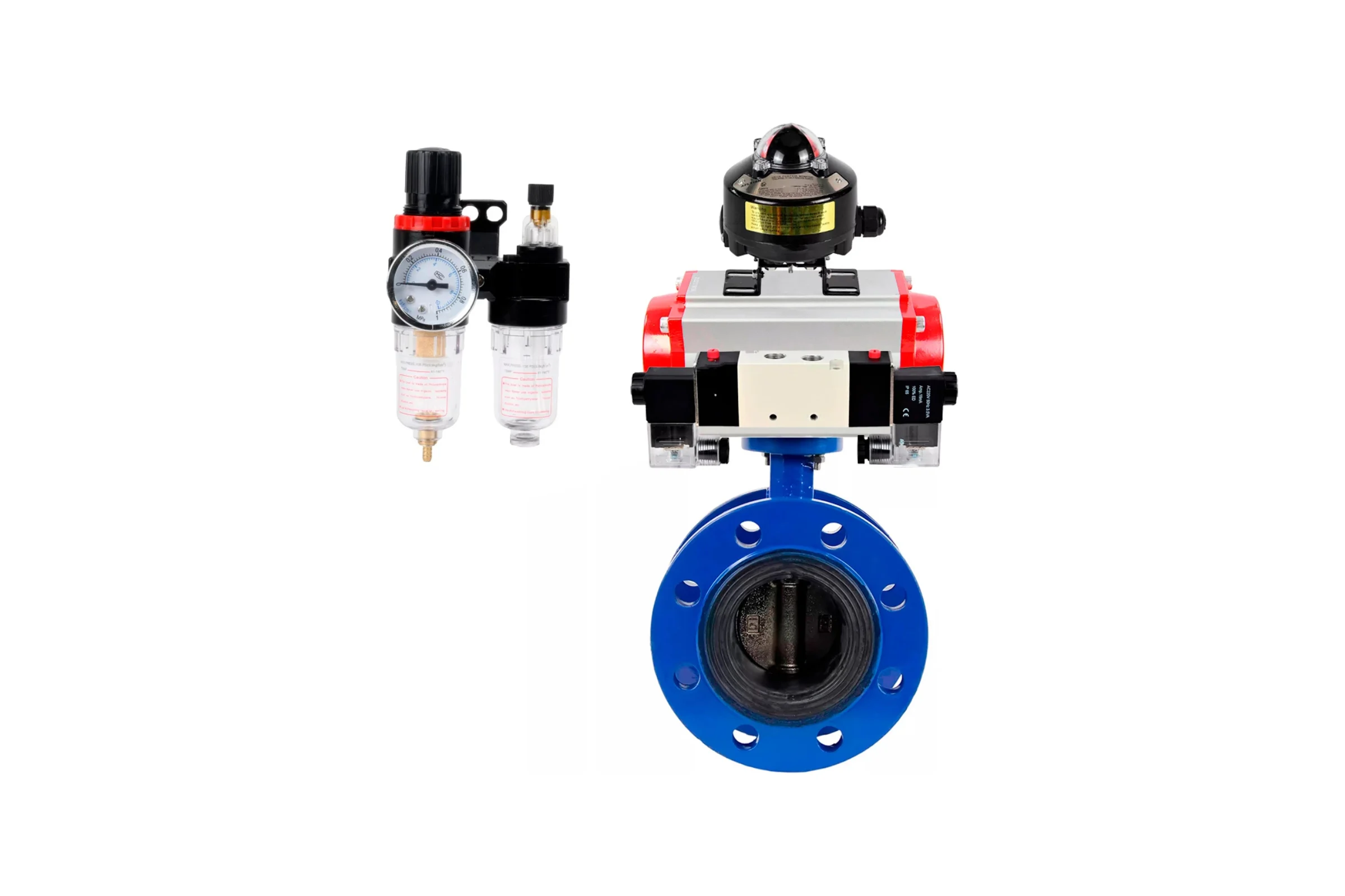 Затвор дисковый DN.ru GGG40-304-EPDM-2W-F-R Ду300 Ру16 пневмопривод DA-210, пневмораспределитель (2EM) 220VAC, БКВ LSB-510, БПВ D050-56675
