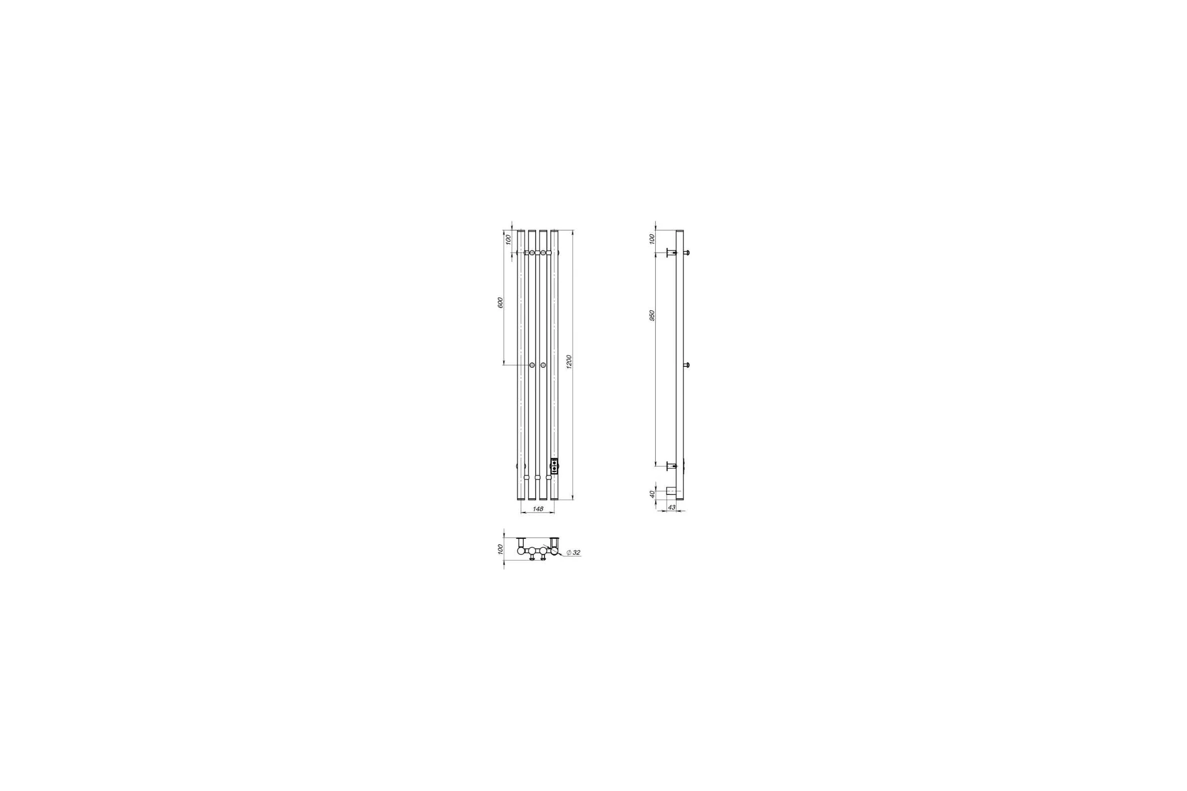 Полотенцесушитель MIXLINE MOON WHITE 120/15 таймер, 206 Вт, электрический, белый 557161