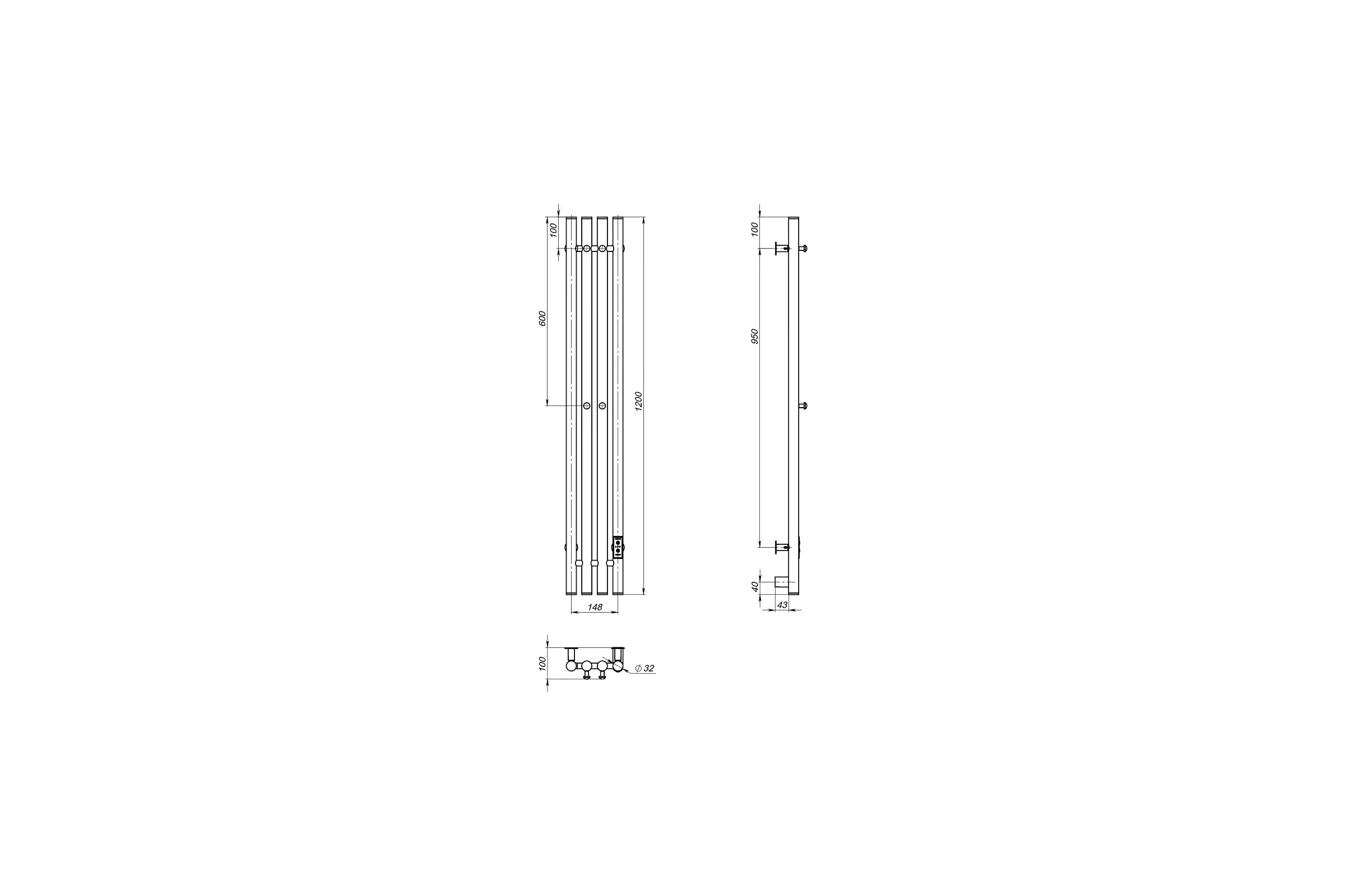 Полотенцесушитель MIXLINE MOON BLACK 120/15 таймер,206 Вт электрический ЧЕРНЫЙ 557162