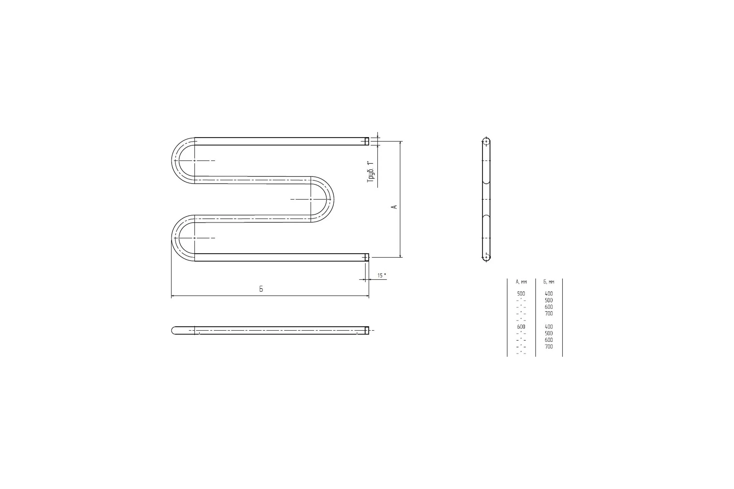 Полотенцесушитель MIXLINE SIMPLE М 60x50 1'' ПОЛИМЕР 557095