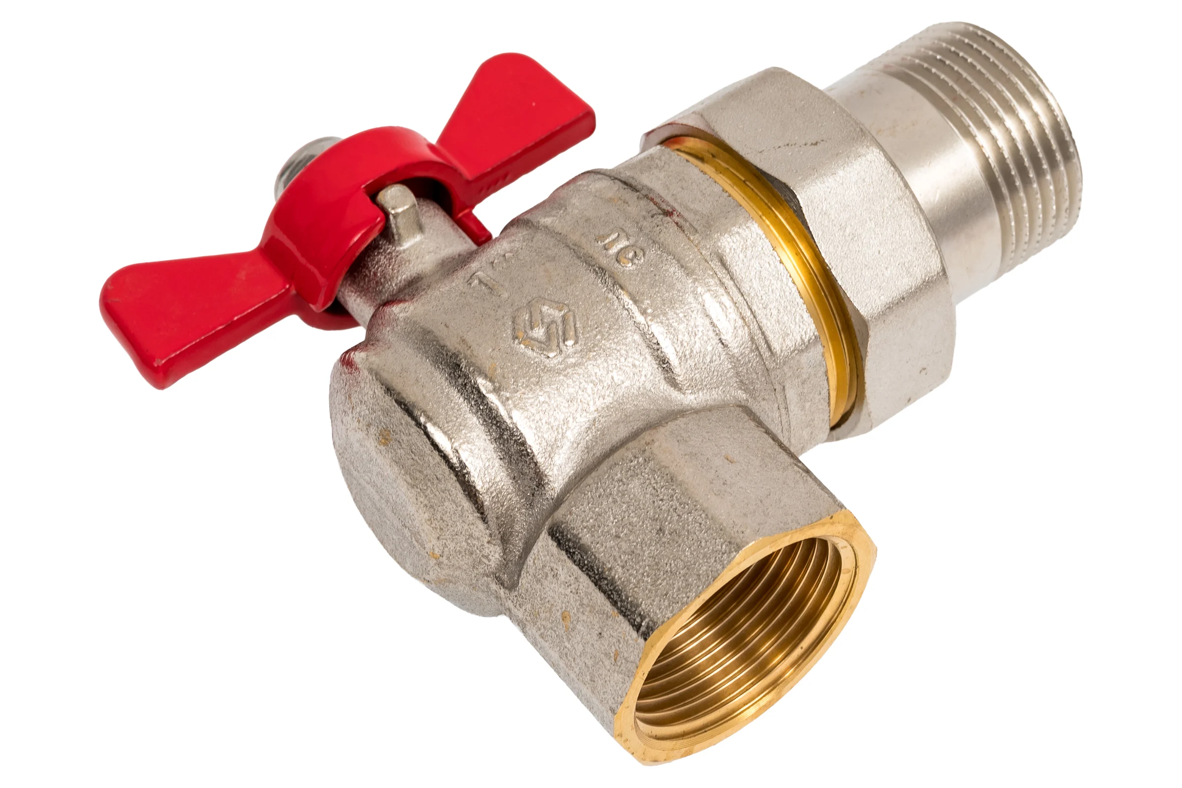 Кран-американка MVI ГОСТ угловой, 1 вн-нар, рукоятка «бабочка» BV.922.06