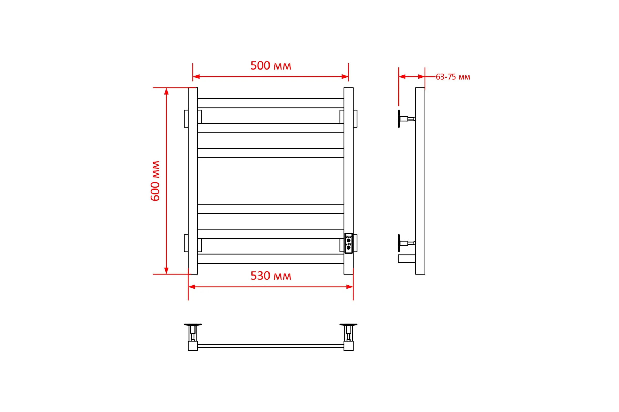 Полотенцесушитель MIXLINE TRIUMPH 60x50 таймер, 312 Вт, 5 перекладин электрический БЕЛЫЙ 556374