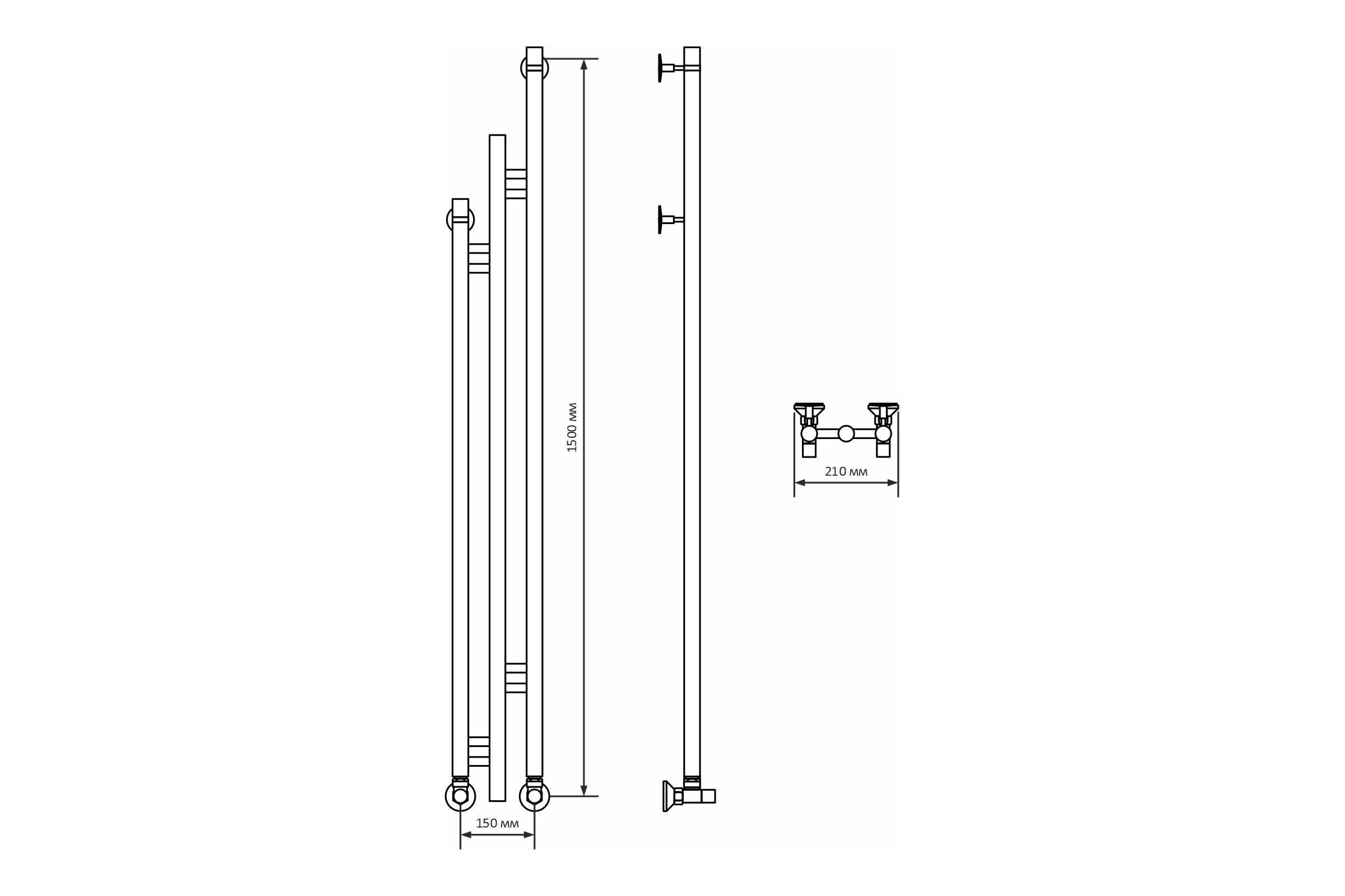 Полотенцесушитель MIXLINE STAR 2 150/15 1/2 ВР,вентиль угловой 3/4''х1/2'' вн/нар 556255
