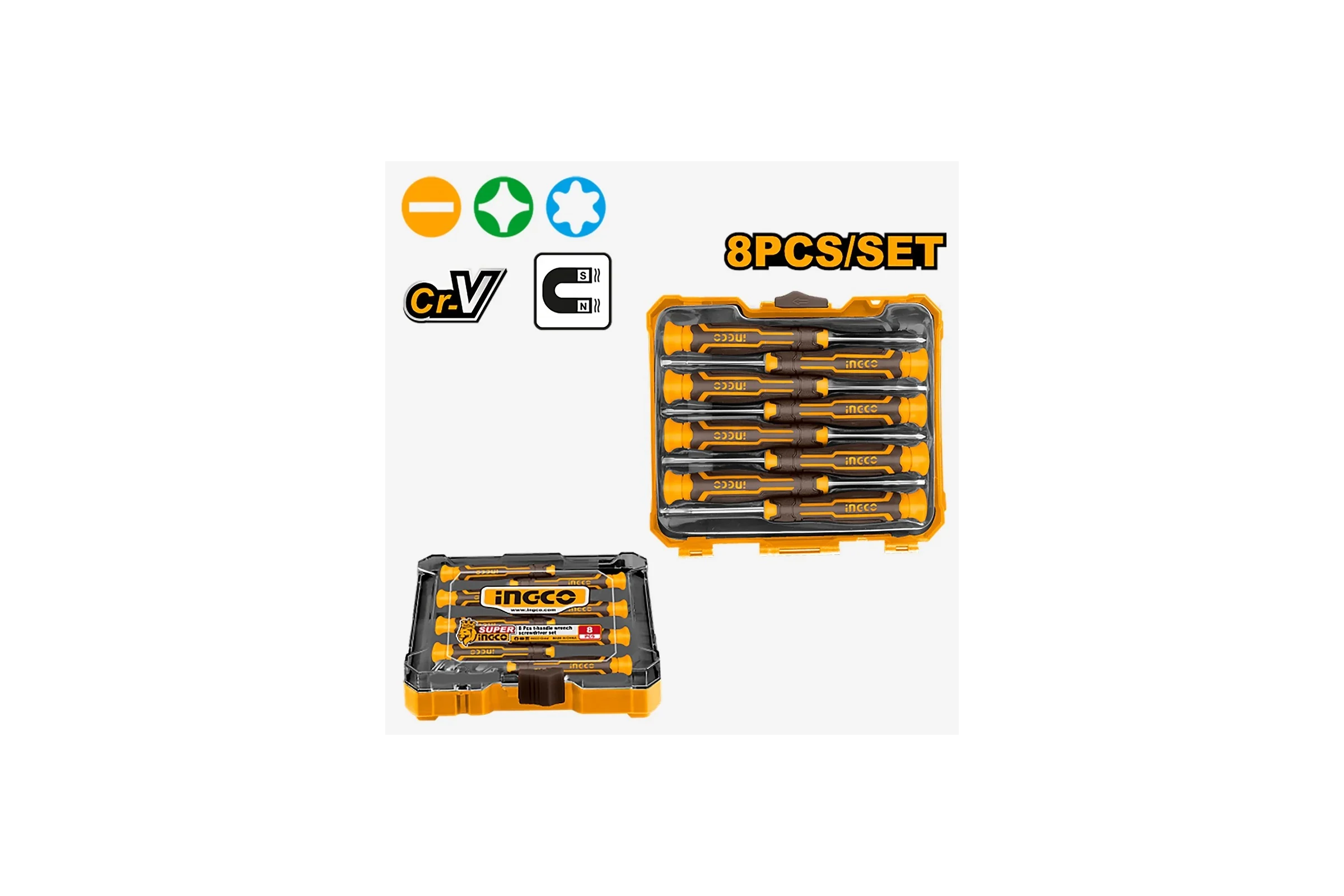Набор прецизионных отверток INGCO 8 шт INDUSTRIAL HKSD0818