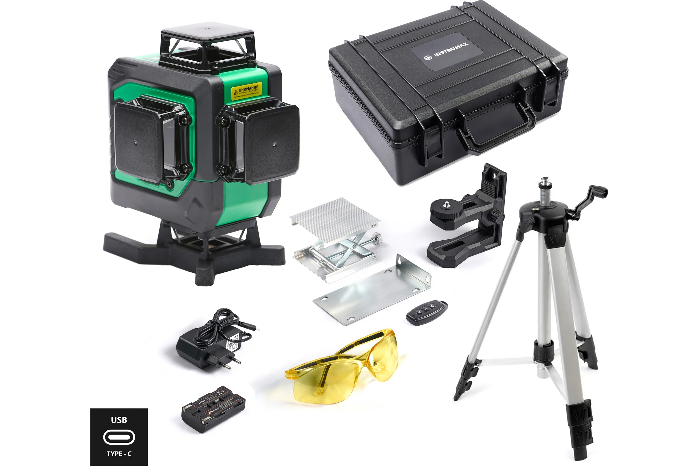 Комплект Лазерный уровень INSTRUMAX GL 4-360 Master SET+Штатив телескопический с резьбой 1/4 (5/8) дюйма TR-120 IM0175_K
