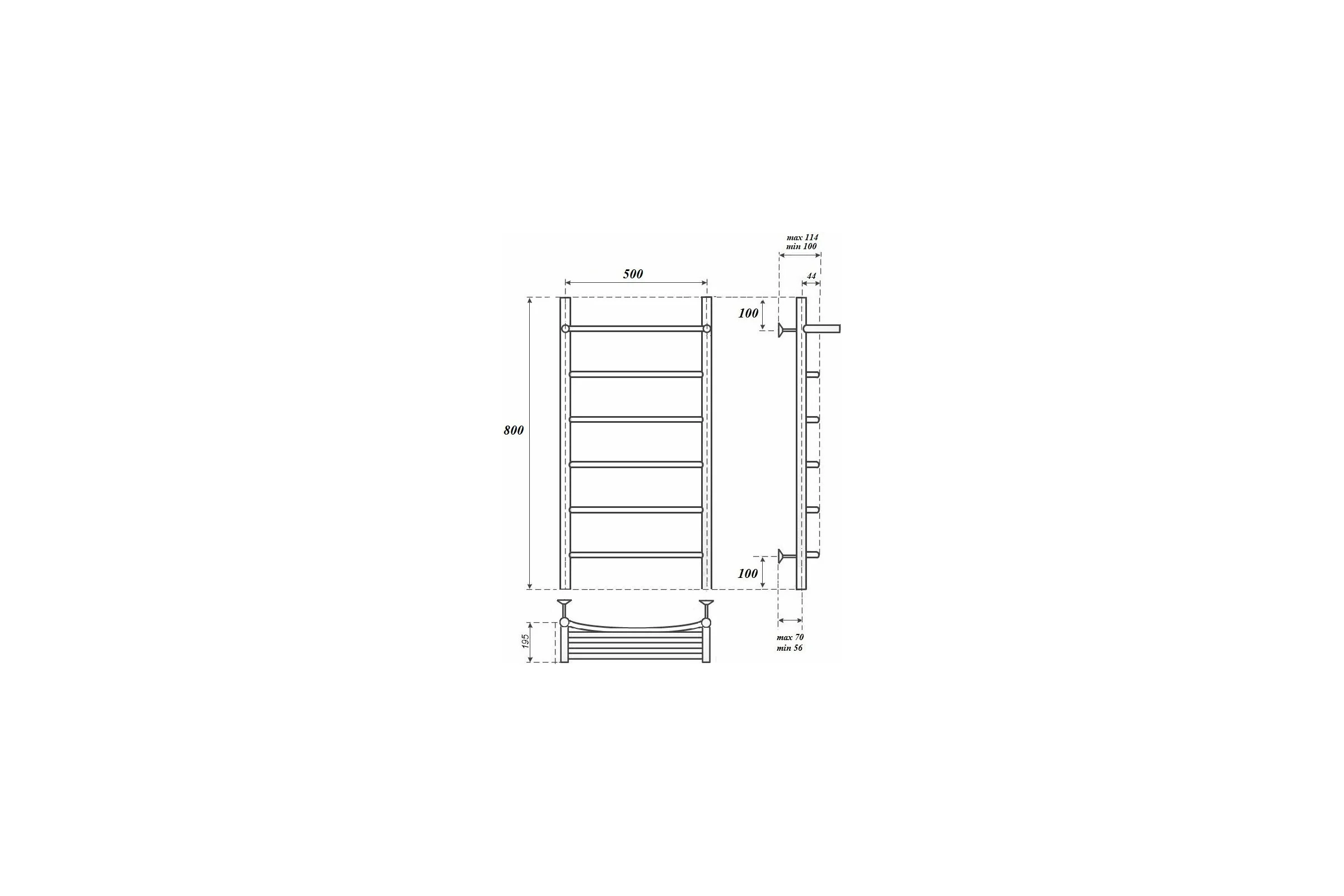 Водяной полотенцесушитель Point Афина П5 500x800 с полкой, хром PN04158P