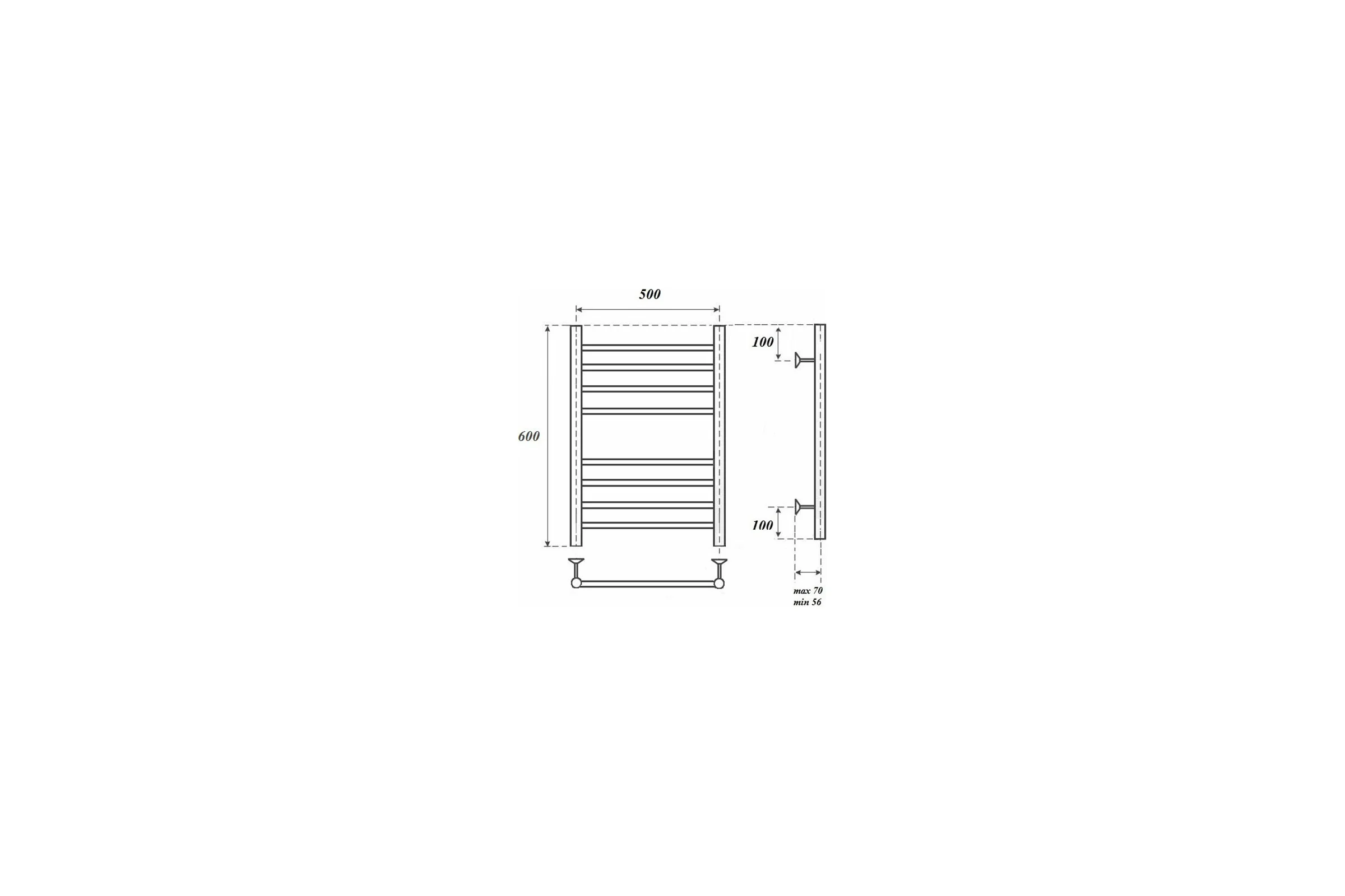 Водяной полотенцесушитель Point Аврора П8 500x600, хром PN10156S