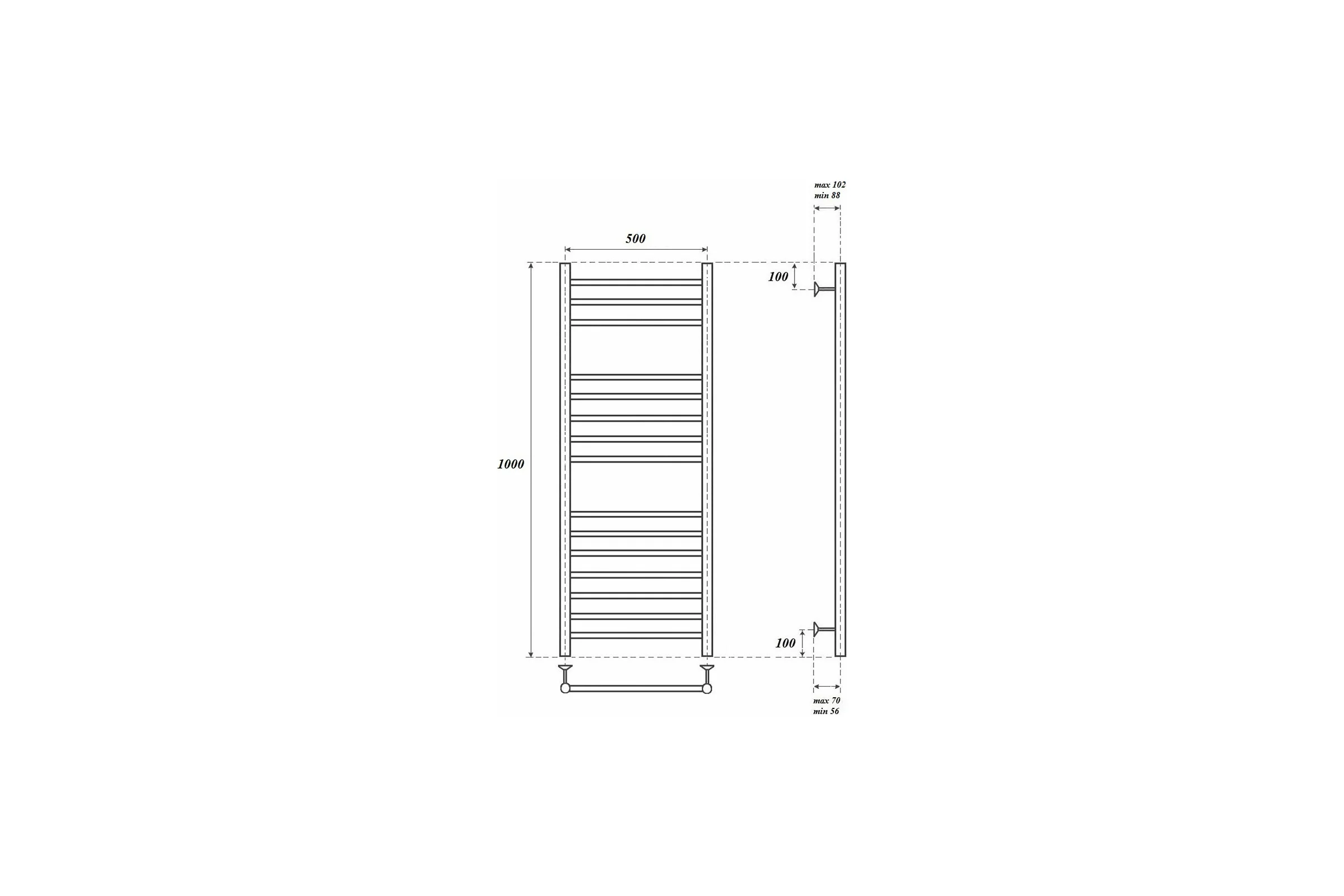 Водяной полотенцесушитель Point Аврора П15 500x1000, хром PN10150S