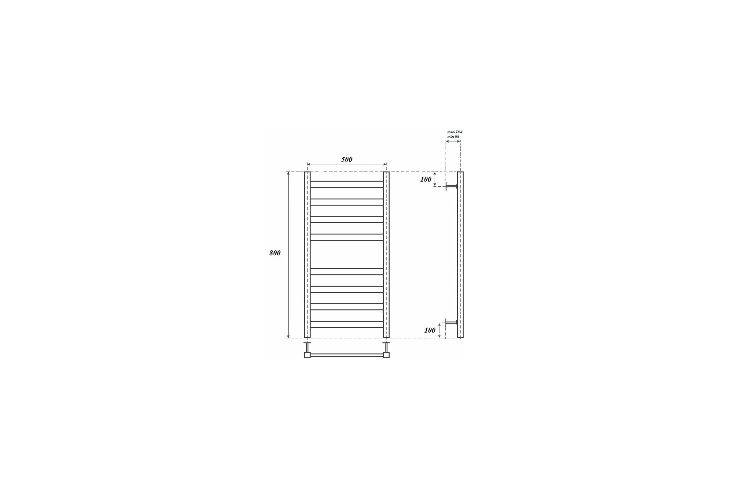 Водяной полотенцесушитель Point Меркурий П8 500x800, хром PN83158