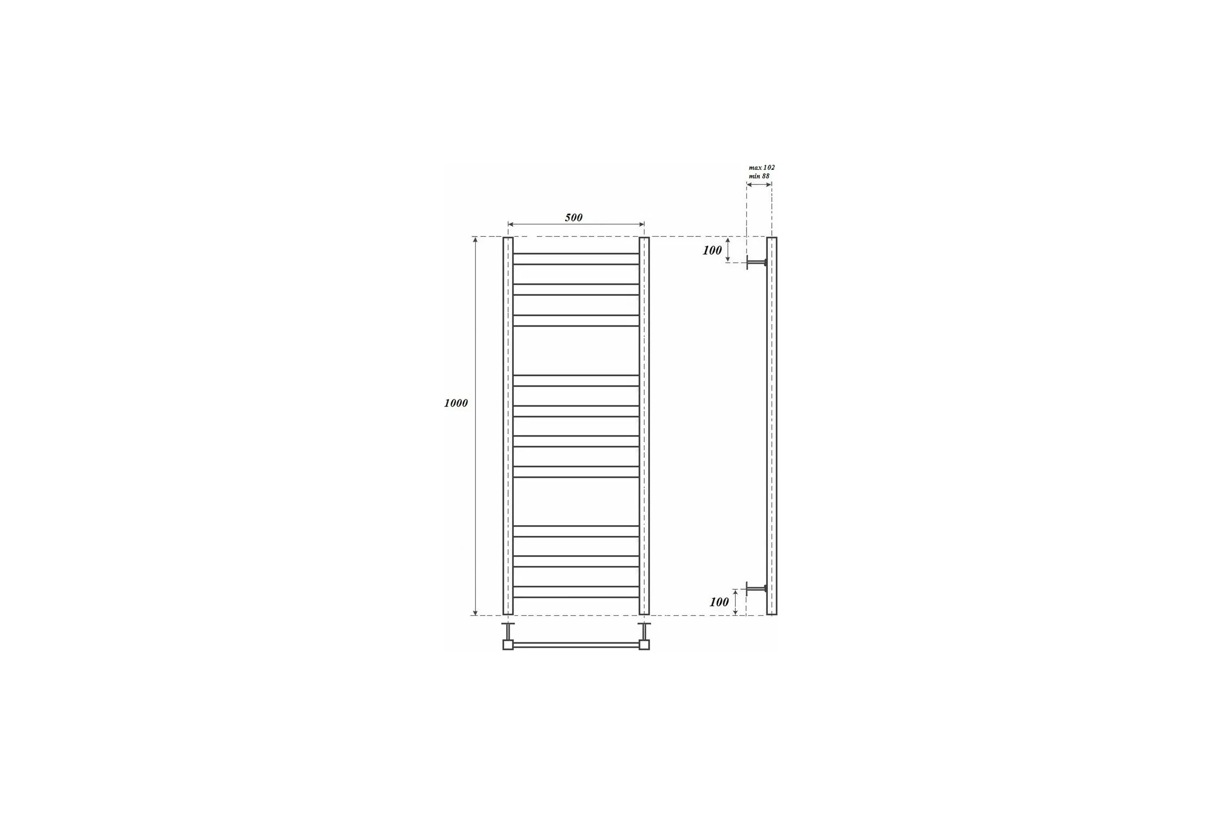 Водяной полотенцесушитель Point Меркурий П10 500x1000, хром PN83150