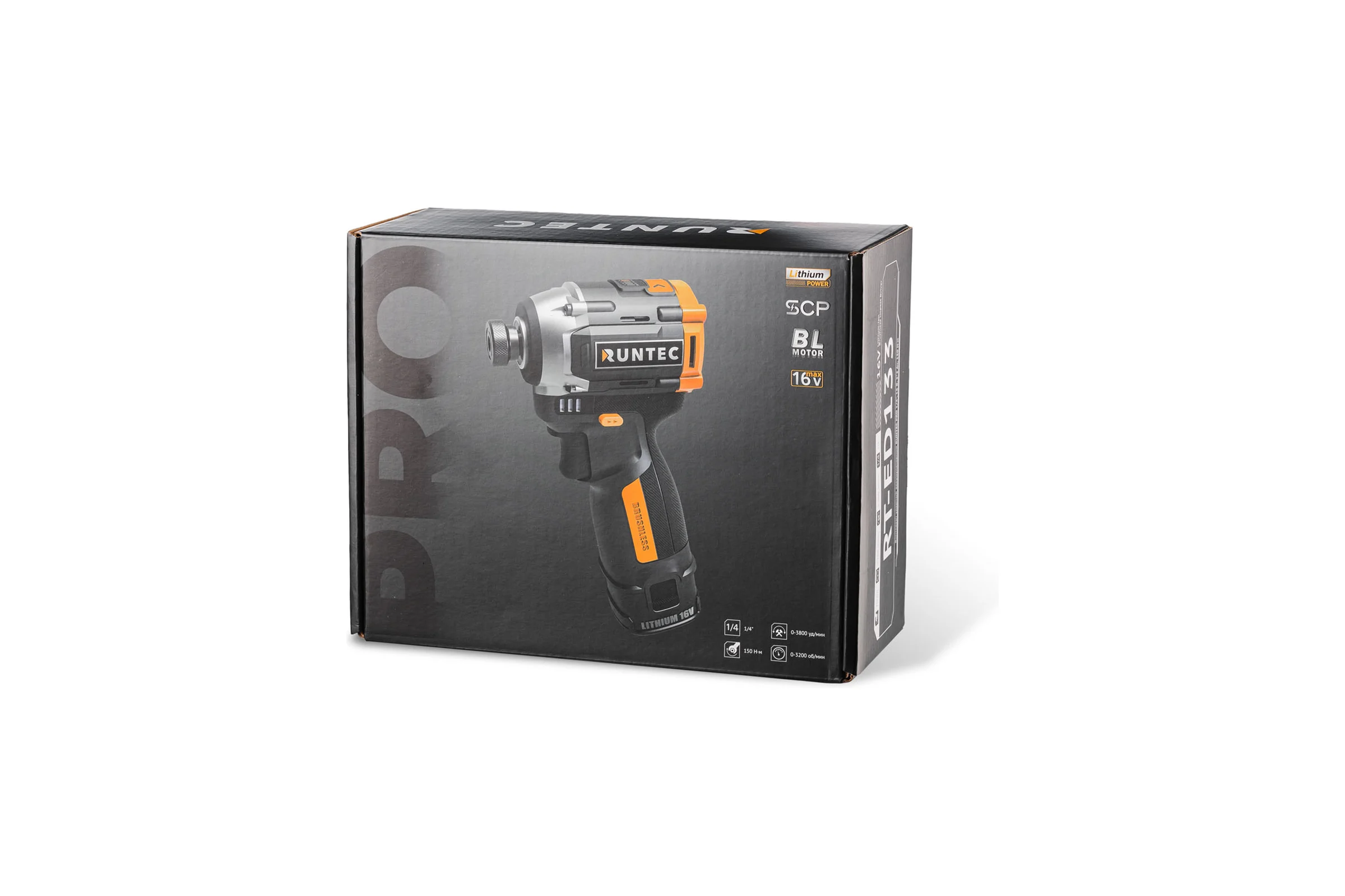 Винтоверт ударный аккумуляторный RUNTEC PRO 1/4, 16В, 2*2Ач, 150Нм RT-ED133