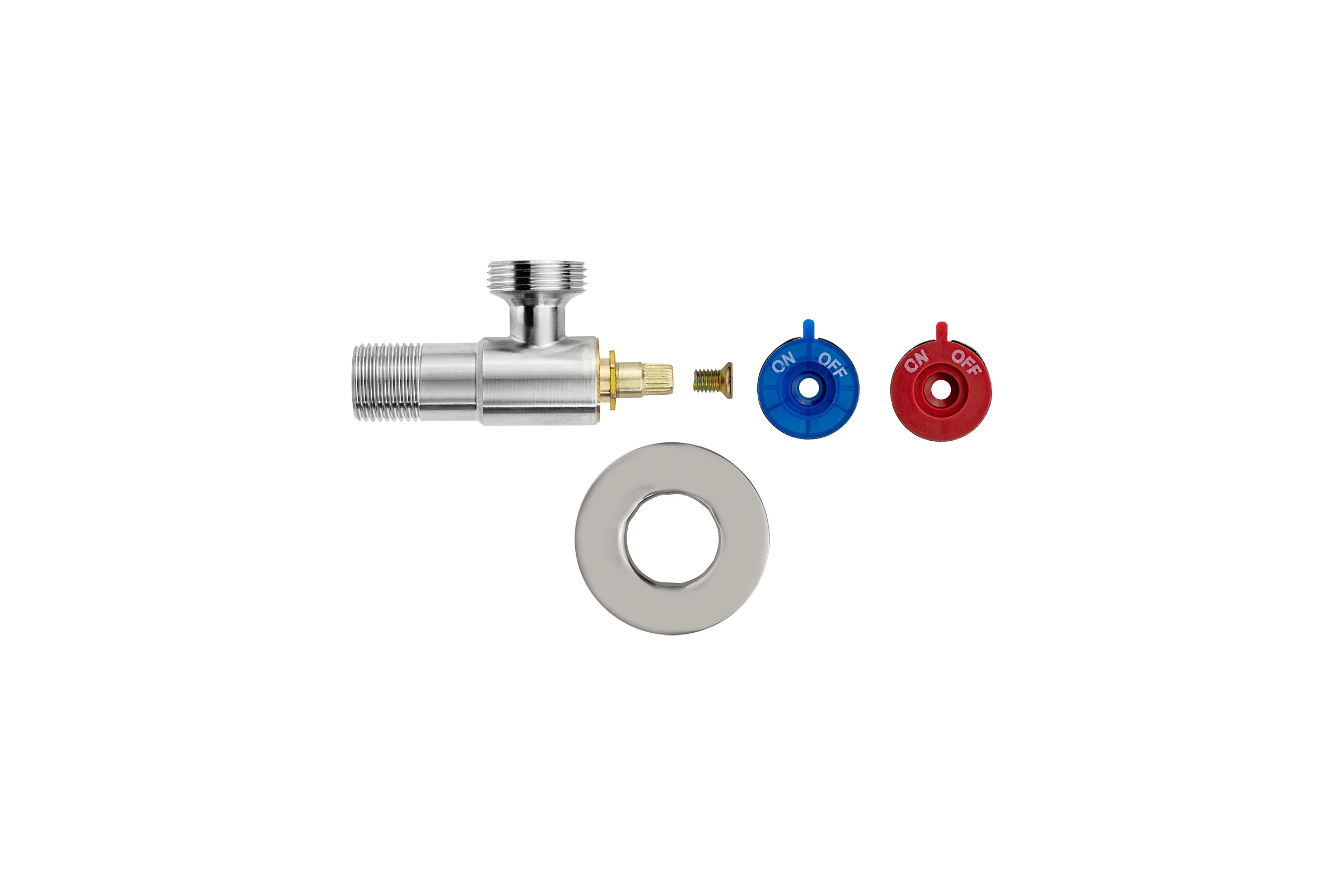 Кран для стиральной машины MPF 1/2" на 3/4" угловой, для бытовой техники, с отражателем н/н (с кран-буксой) сталь AISI304 ИС.081196