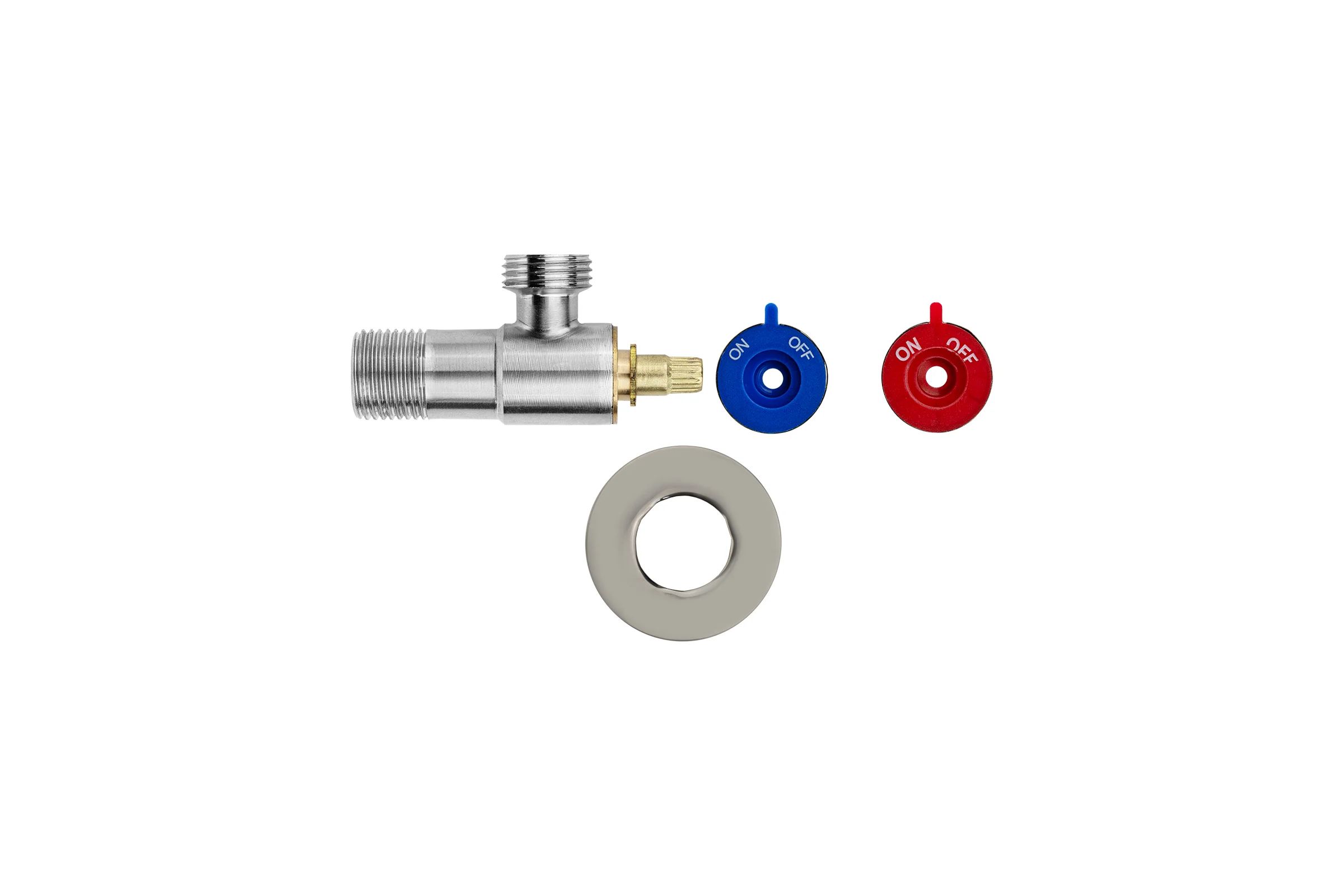 Кран угловой MPF 1/2" для бытовой техники с отражателем н/н (с кран-буксой) сталь AISI304 ИС.081195