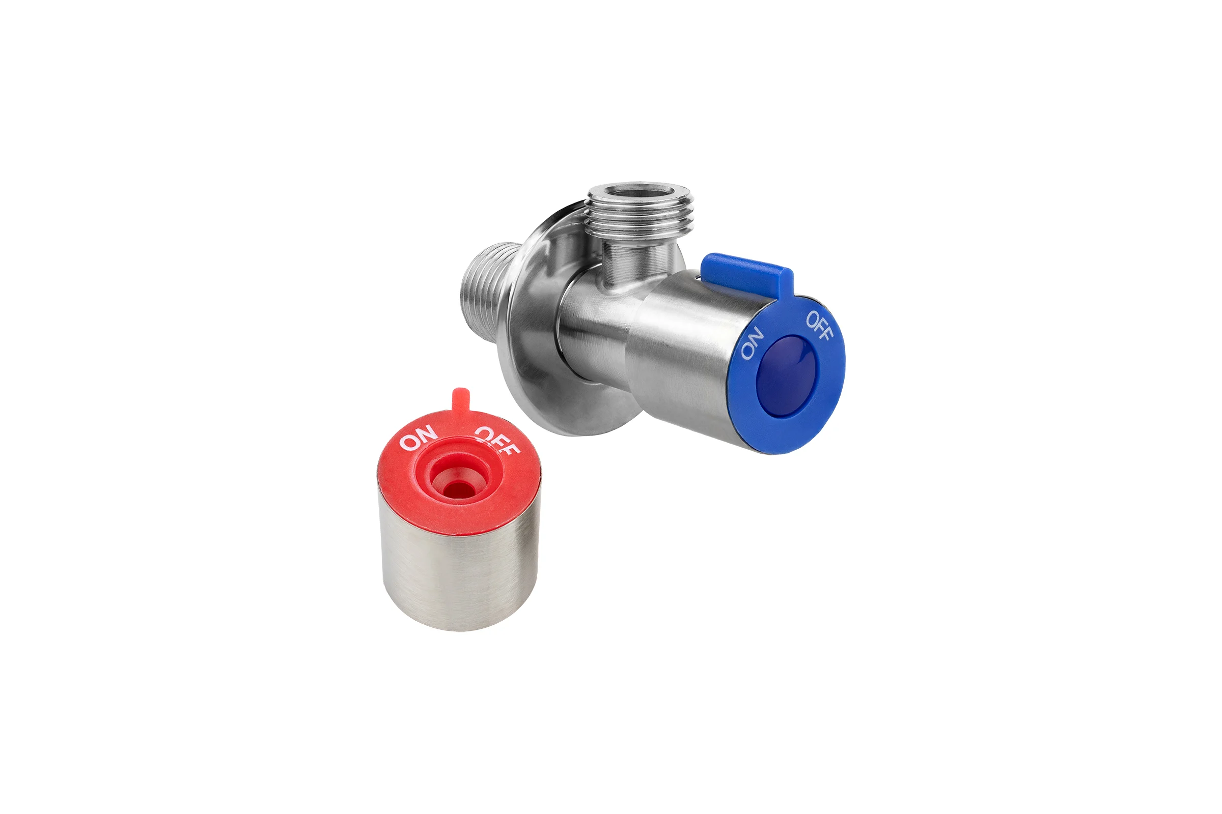 Кран угловой MPF 1/2" для бытовой техники с отражателем н/н (с кран-буксой) сталь AISI304 ИС.081195