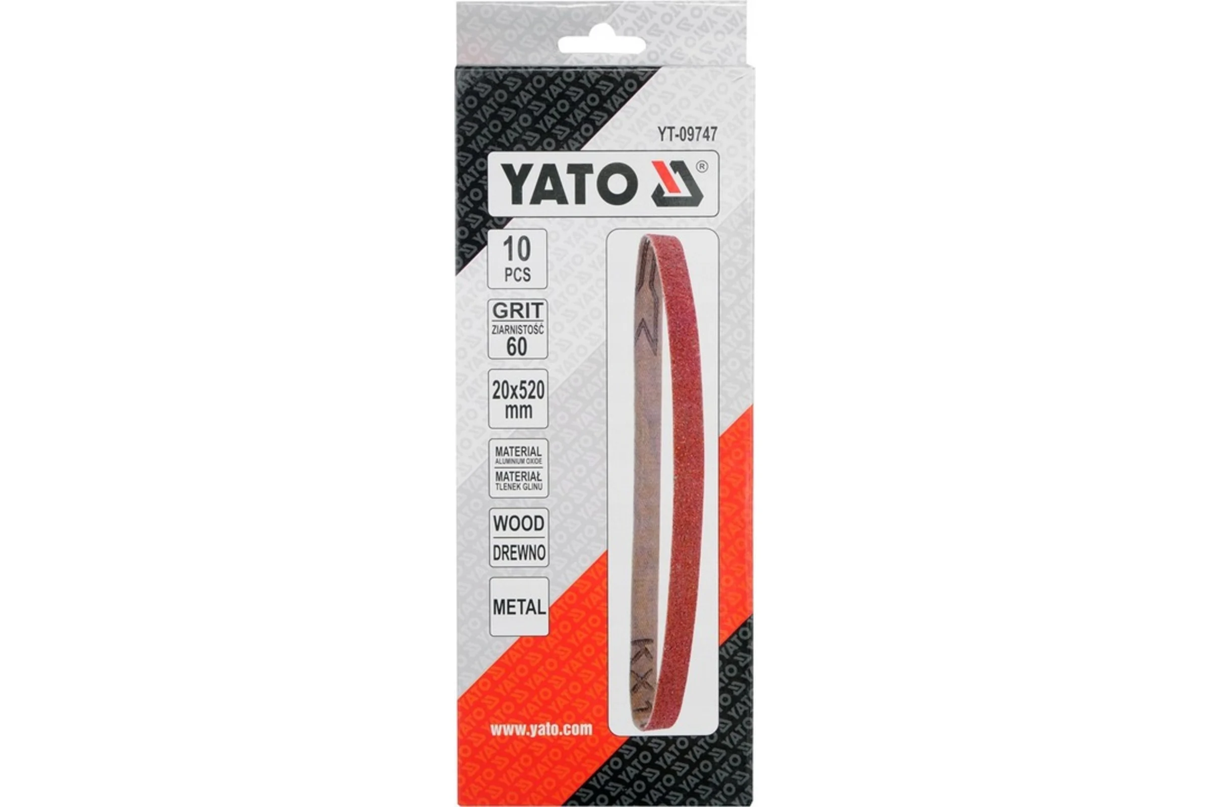 Шлифлента бесконечная (10 шт; 20х520 мм; P60) YATO YT-09747