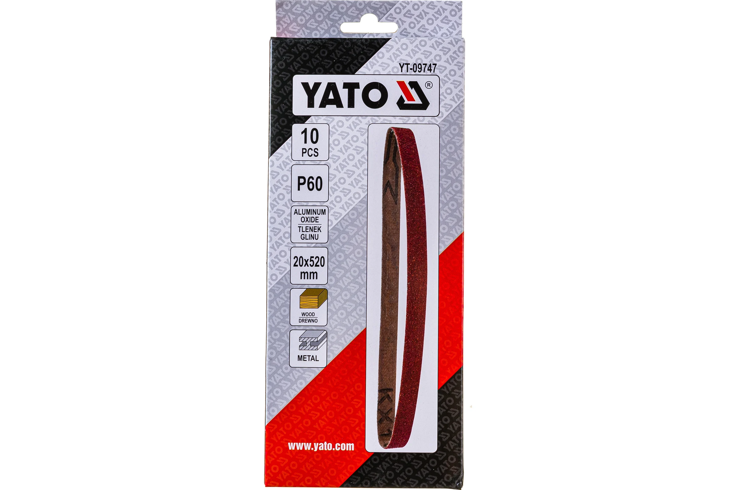 Шлифлента бесконечная (10 шт; 20х520 мм; P60) YATO YT-09747