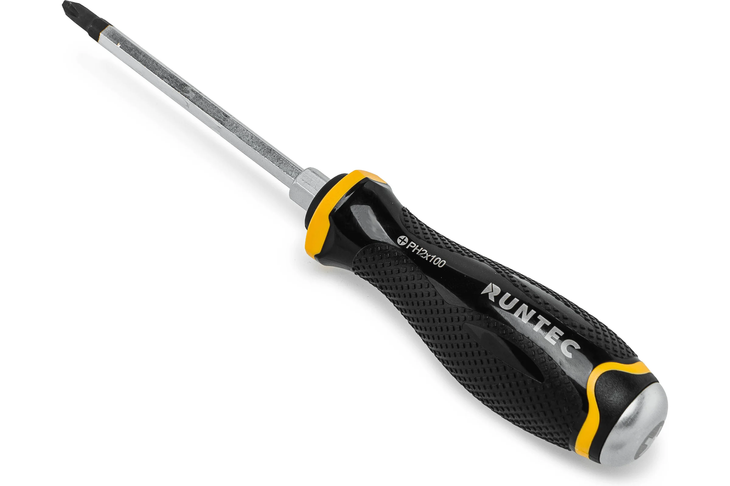 Отвертка RUNTEC PH2 x 100 мм, CrV, усиленная со сквозным стержнем RT-SD3PH2x100