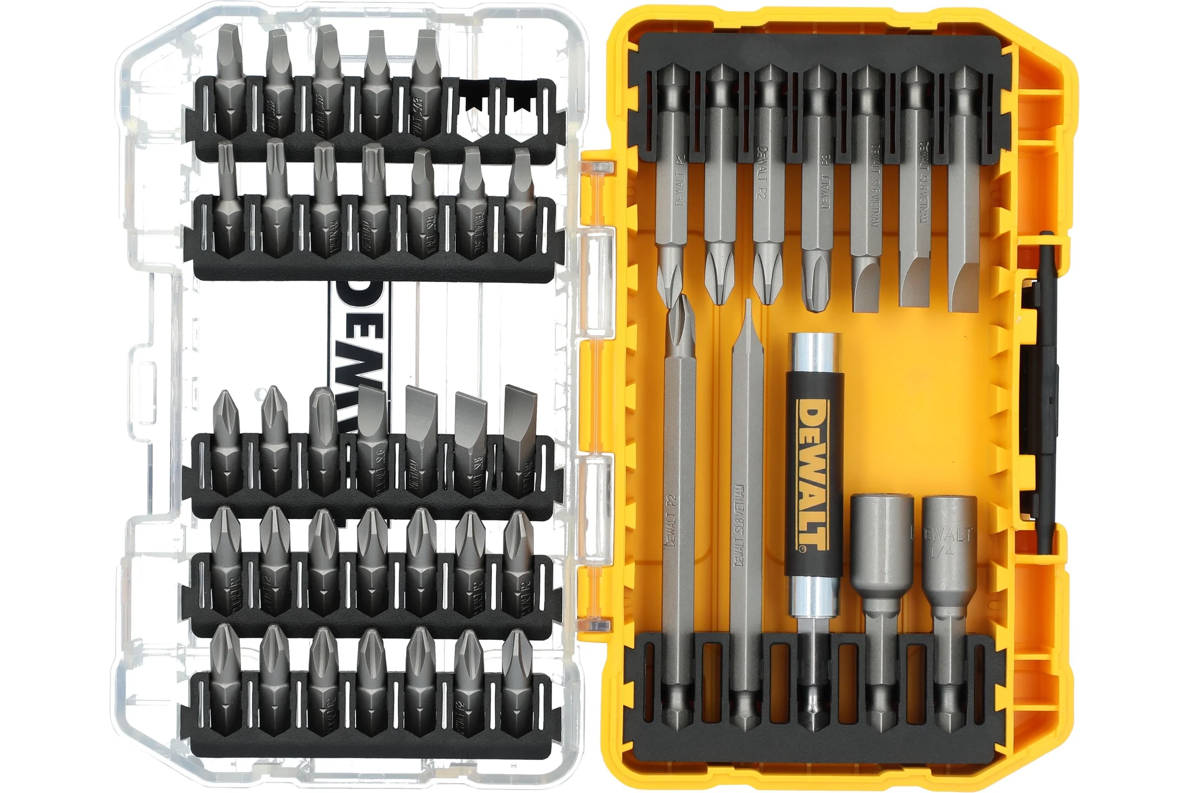 Набор бит Dewalt PH/SL/Sq/Torx, 25/51/89 мм, 45 шт., в кейсе DW2166
