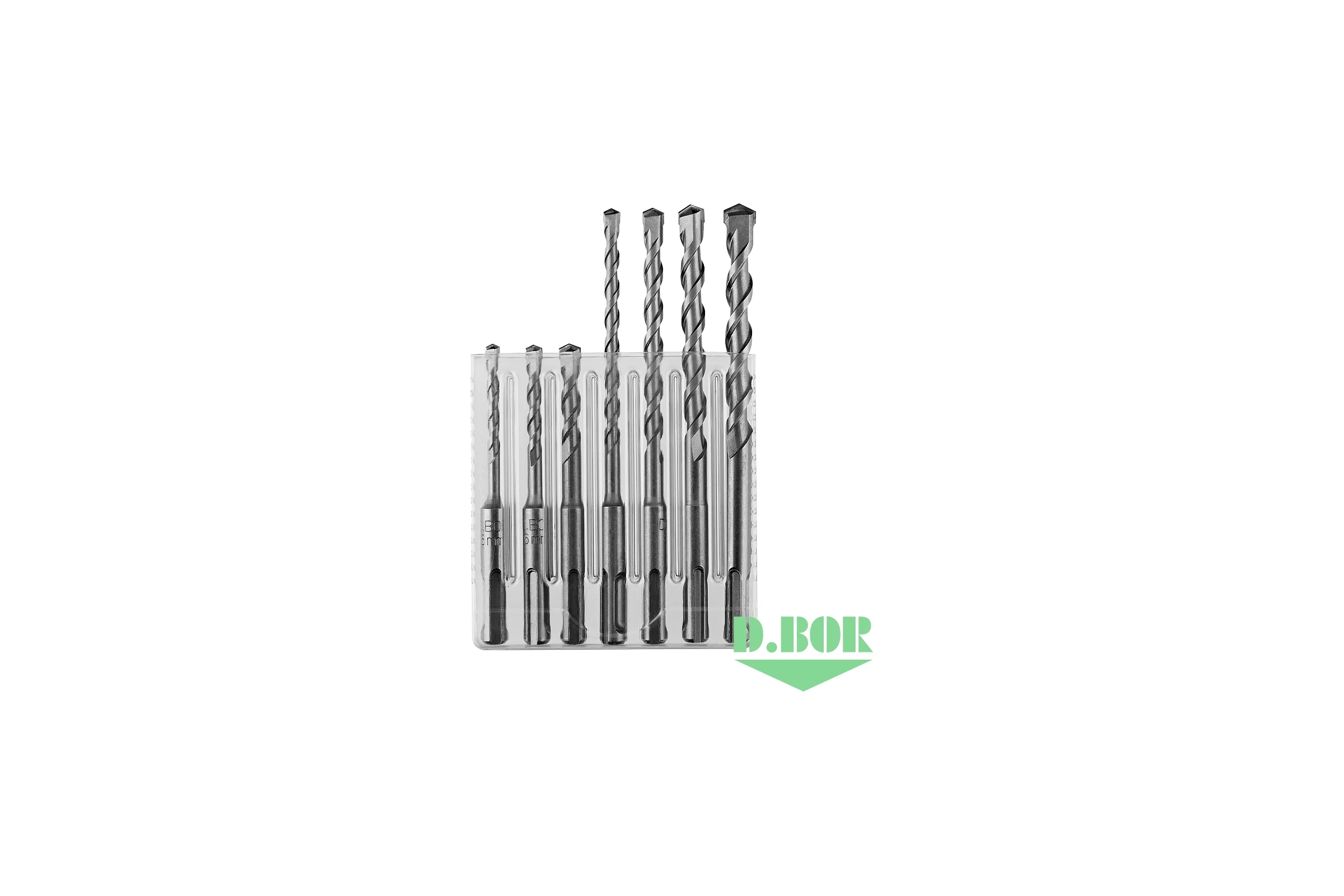 Набор буров D.BOR SDS-plus 2C PLUS, 7 шт (5/6/8х110, 6/8/10/12х160), 2-cutting D-2PSET071-0512