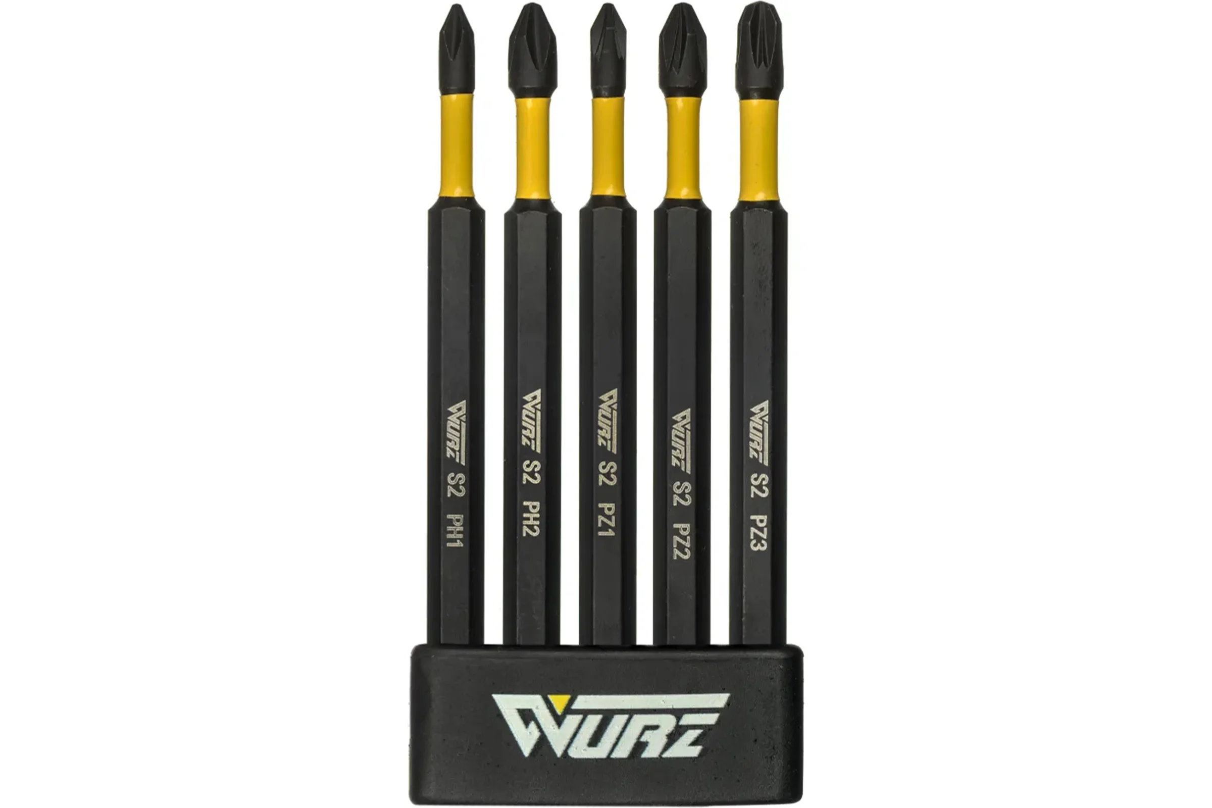Набор торсионных магнитных бит WURZ 100мм, (PH1,PH2,PZ1,PZ2,PZ3), 5шт/упак 4264