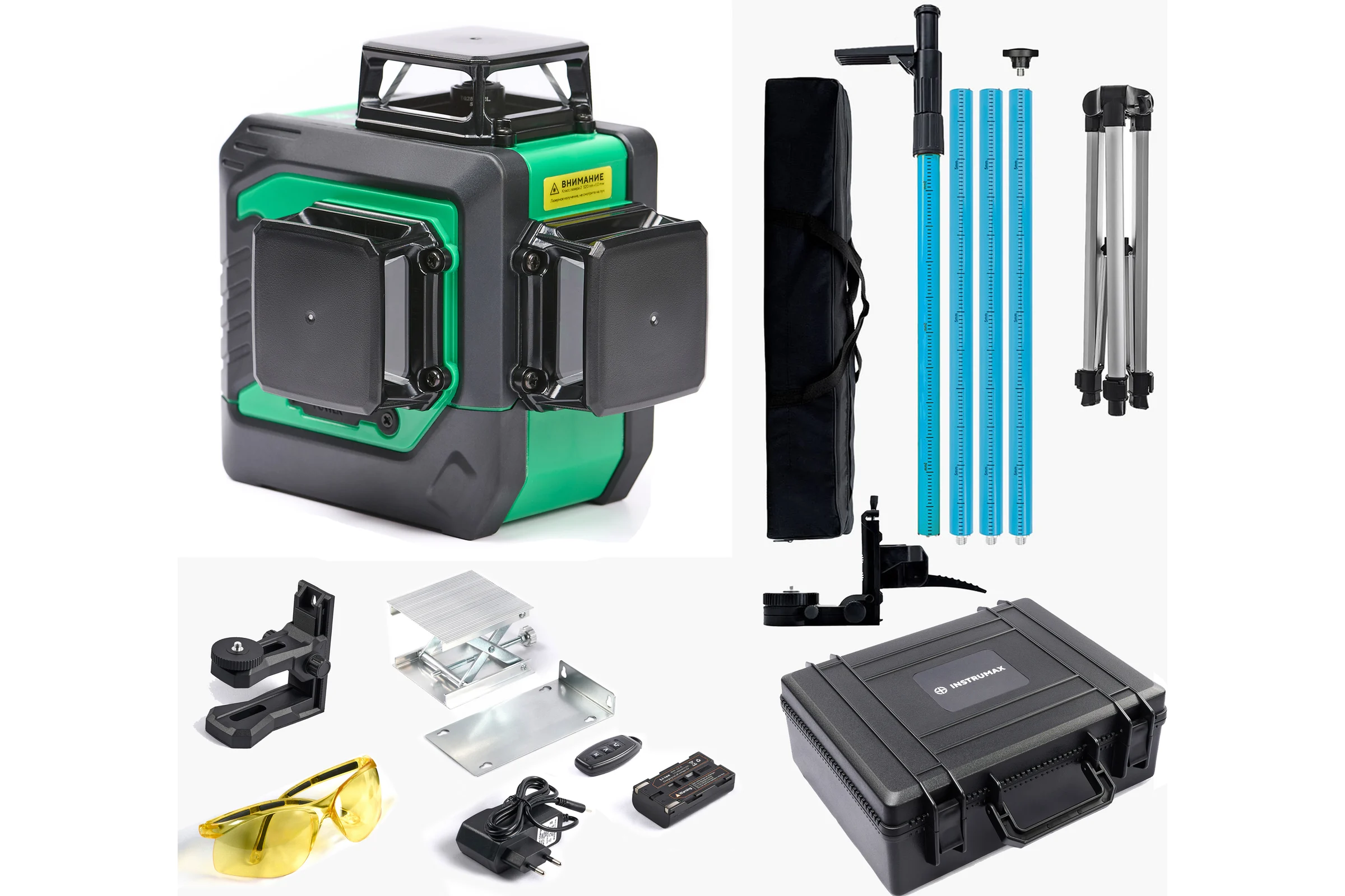 Комплект INSTRUMAX лазерный уровень, GL 3-360 Master SET+Штатив-штанга, элевационный LP-300 в комплекте с треногой, 3м IM0174_K1