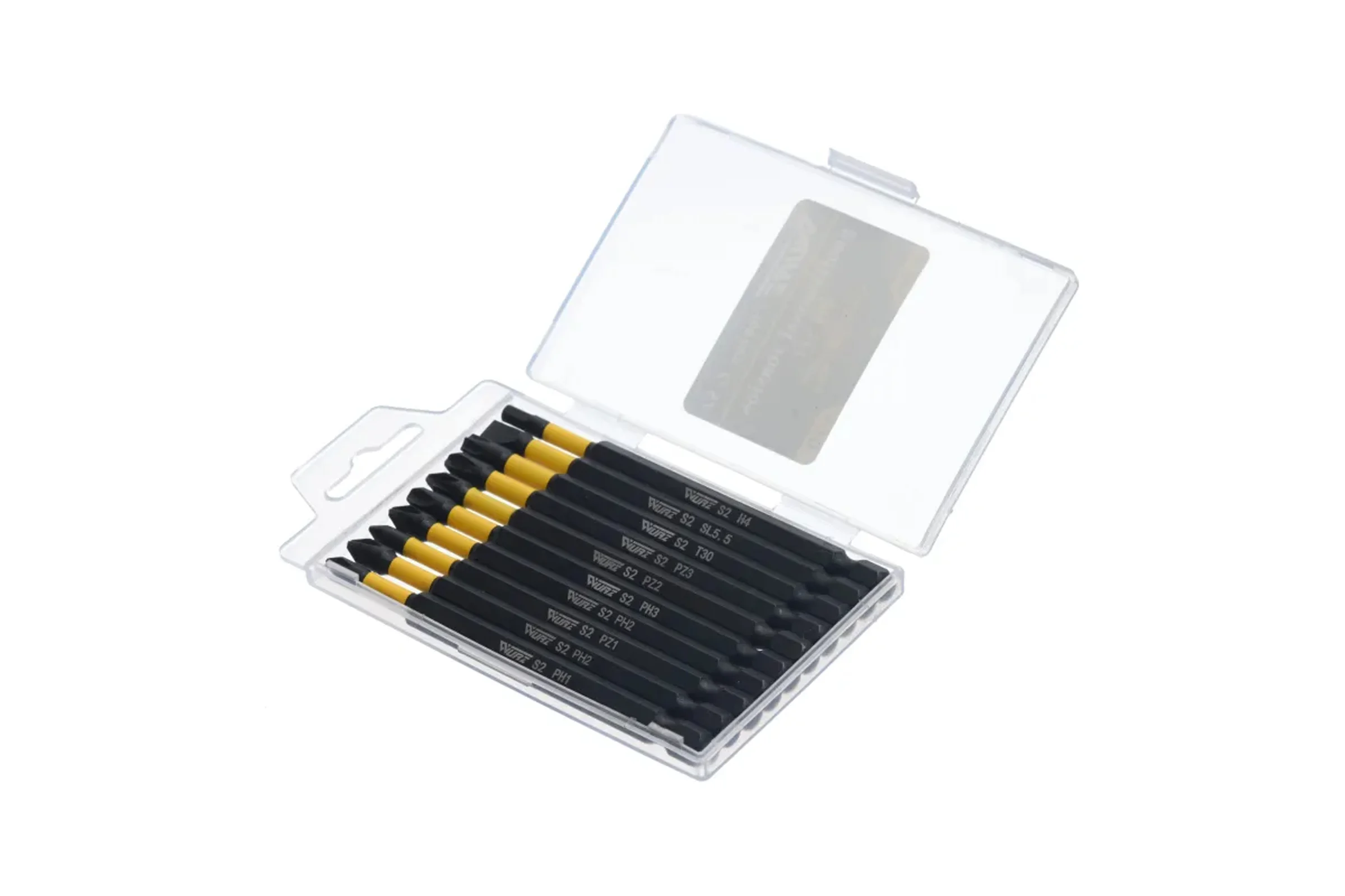Набор торсионных магнитных бит WURZ 100мм, PH1,PH2(2),PH3,PZ1,PZ2,PZ3,T30,SL5.5,H4, 10шт/бокс 3288