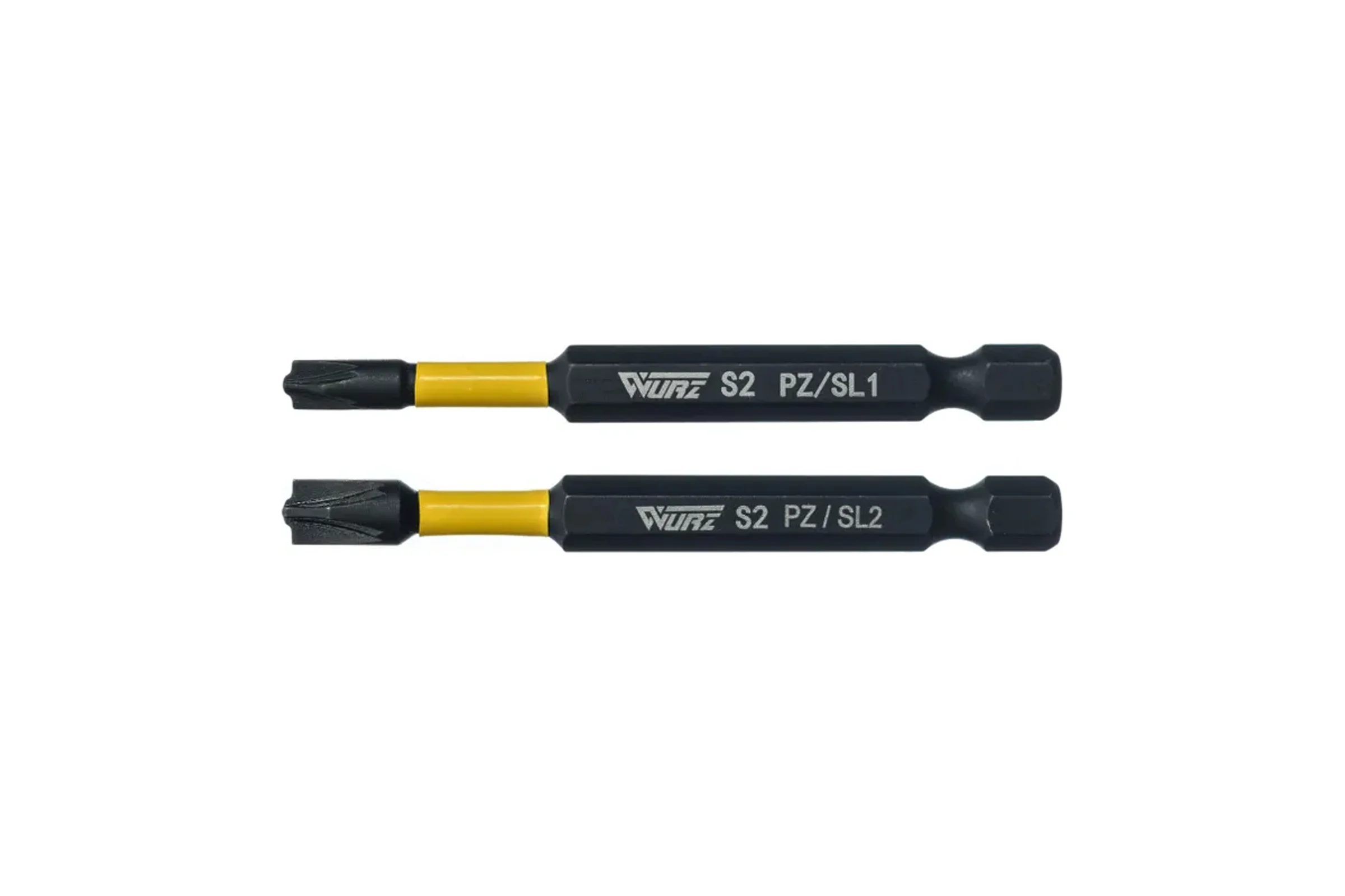 Набор магнитных бит WURZ 70мм для электрика PZ/SL1 и PZ/SL2, 2шт/бл 360122-2
