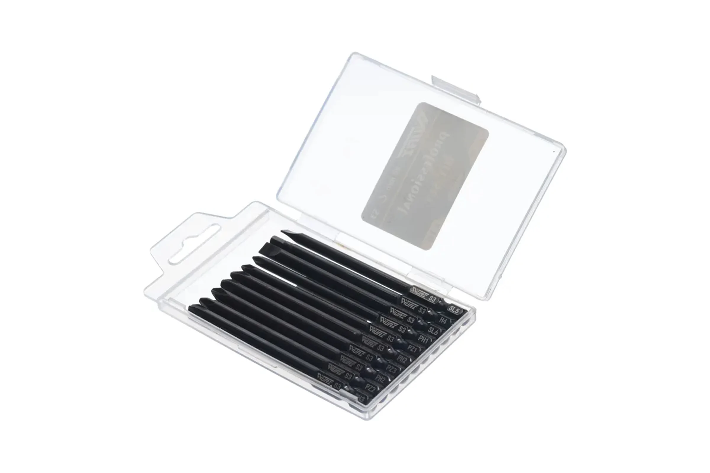 Набор магнитных бит WURZ 90мм, PH1,PH2(2),PH3,PZ1,PZ2,PZ3,SL5,SL6,H4, 10шт/бокс 3188