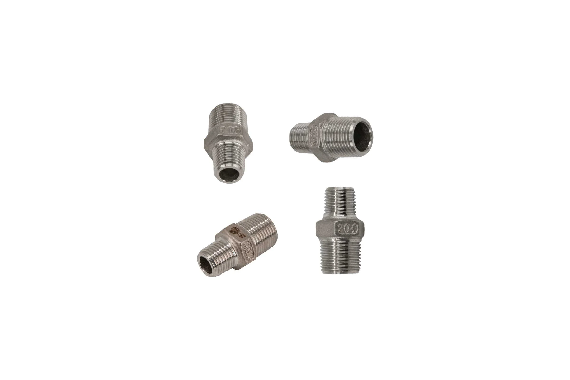 Ниппель резьбовой переходной нержавеющий NEWKEY AISI304 DN10 х DN8 (3/8 х 1/4), (CF8), PN16 набор 4 шт NAB4-NK-NMH10х8/4