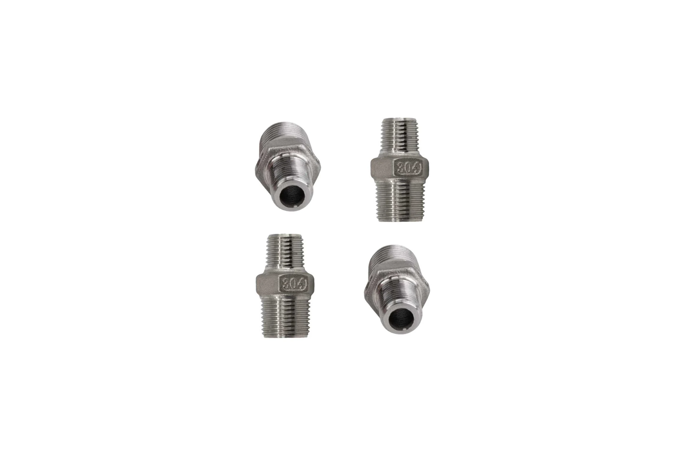Ниппель резьбовой переходной нержавеющий NEWKEY AISI304 DN10 х DN6 (3/8 х 1/8), (CF8), PN16, набор 4 шт NAB4-NK-NMH10х6/4