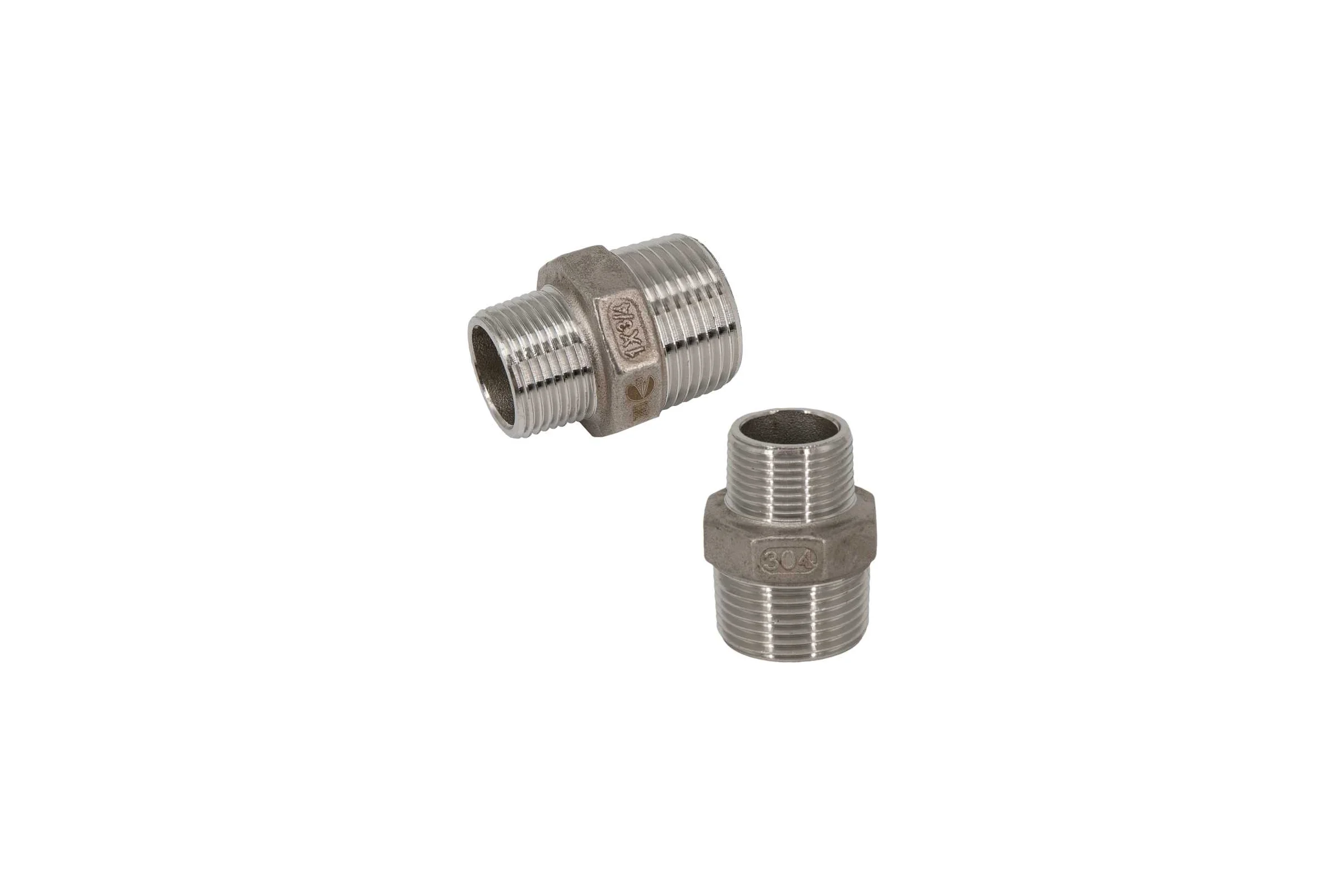 Ниппель резьбовой переходной нержавеющий NEWKEY AISI304 DN25 х DN20 (1 х 3/4), (CF8), PN16, набор 2 шт NAB2-NK-NMH25х20/4