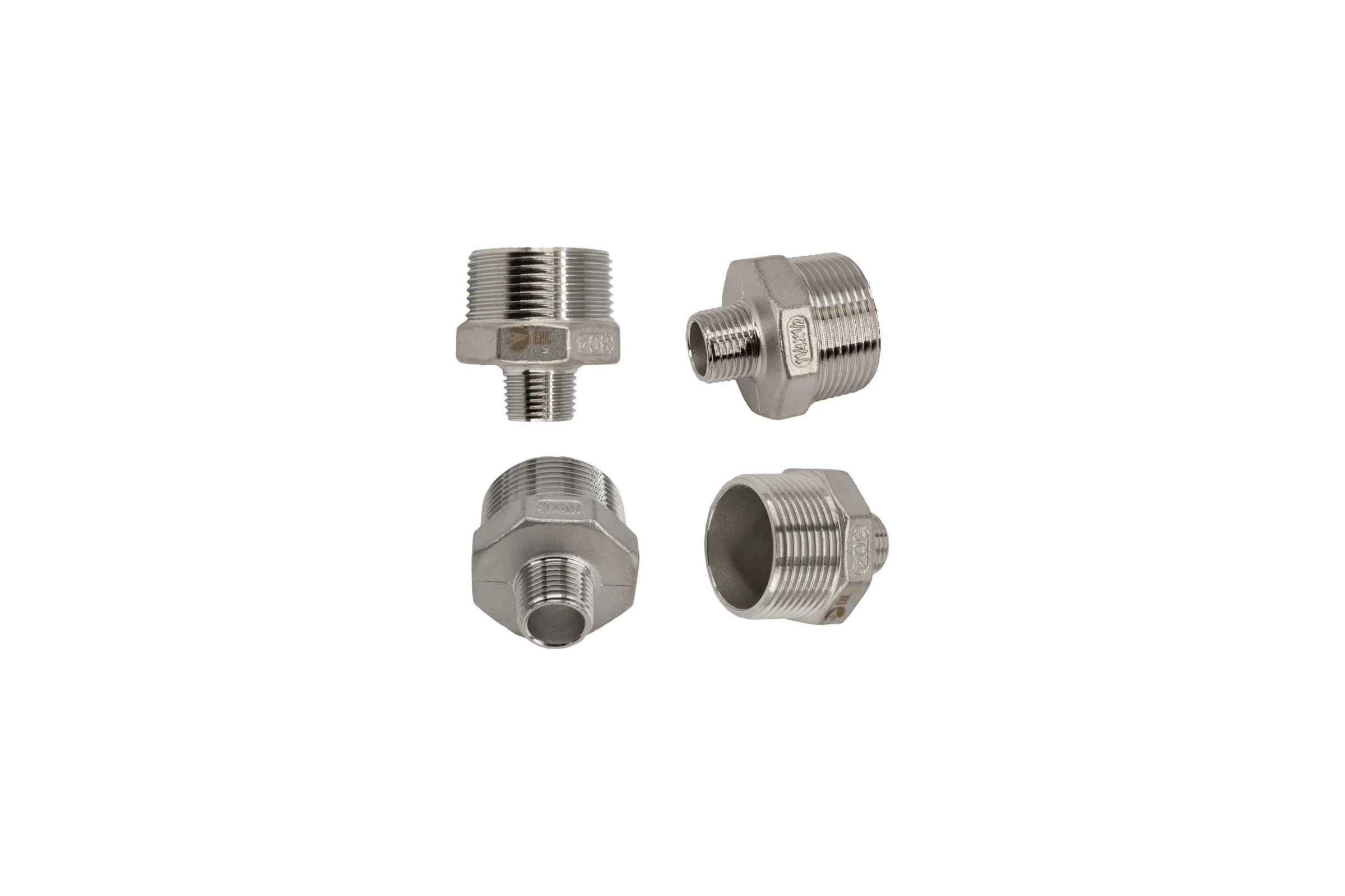 Ниппель резьбовой переходной нержавеющий NEWKEY AISI304 DN32 х DN15 ( 1_1/4 х 1/2), (CF8), PN16, набор NAB2-NK-NMH32х15/4