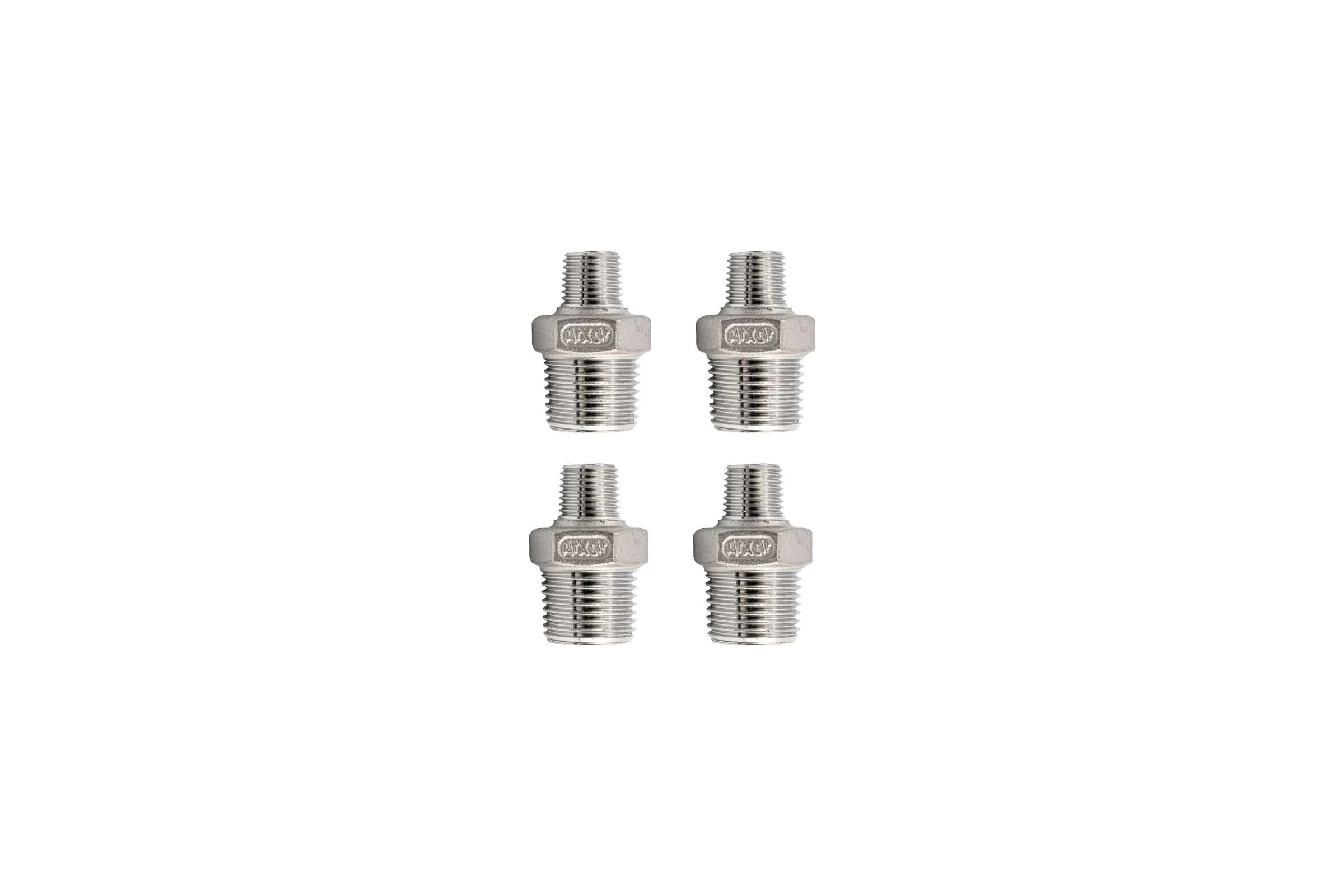 Ниппель резьбовой переходной нержавеющий NEWKEY AISI304 DN15 х DN10 (1/2 х 3/8), (CF8), PN16 набор 4 шт NAB4-NK-NMH15х10/4