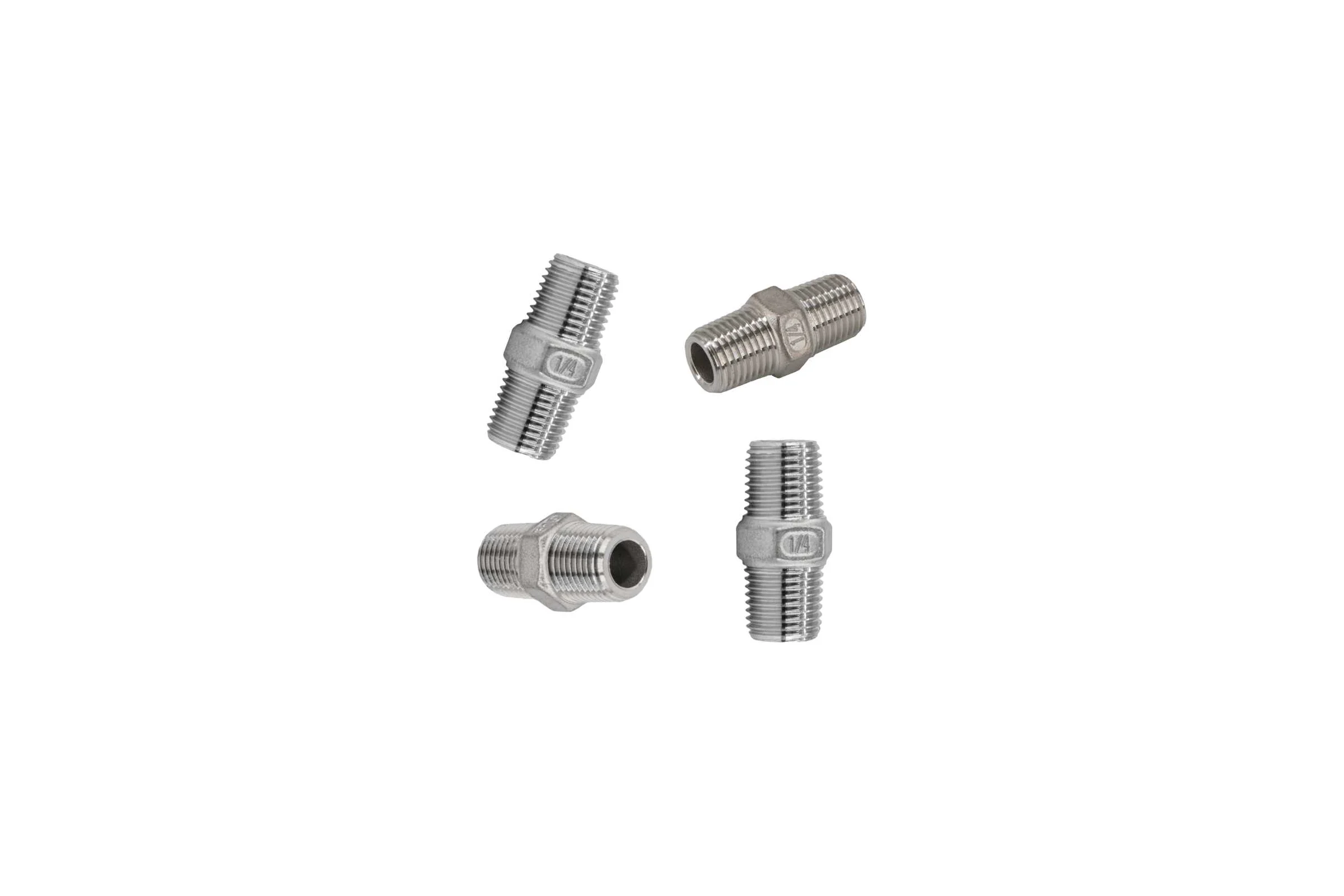 Ниппель NEWKEY резьбовой нержавеющий, AISI304 DN 8 (1/4), (CF8), PN16, набор 4 шт NAB4-NK-NM8/4