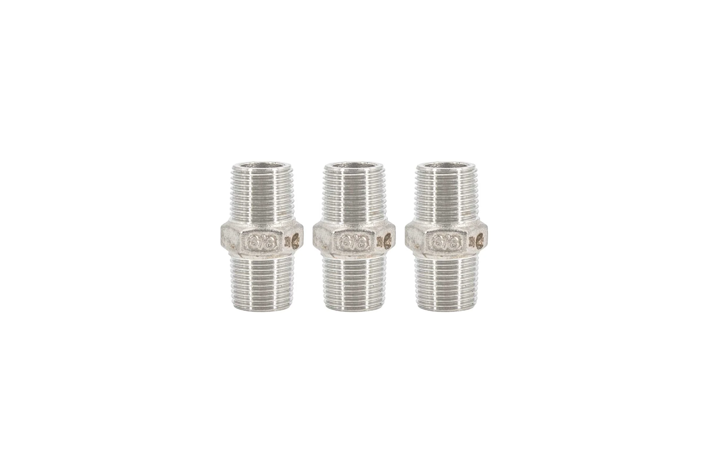 Ниппель NEWKEY резьбовой нержавеющий, AISI316 DN10 (3/8), (CF8M), PN16, набор 3 шт NAB3-NK-NM10/6
