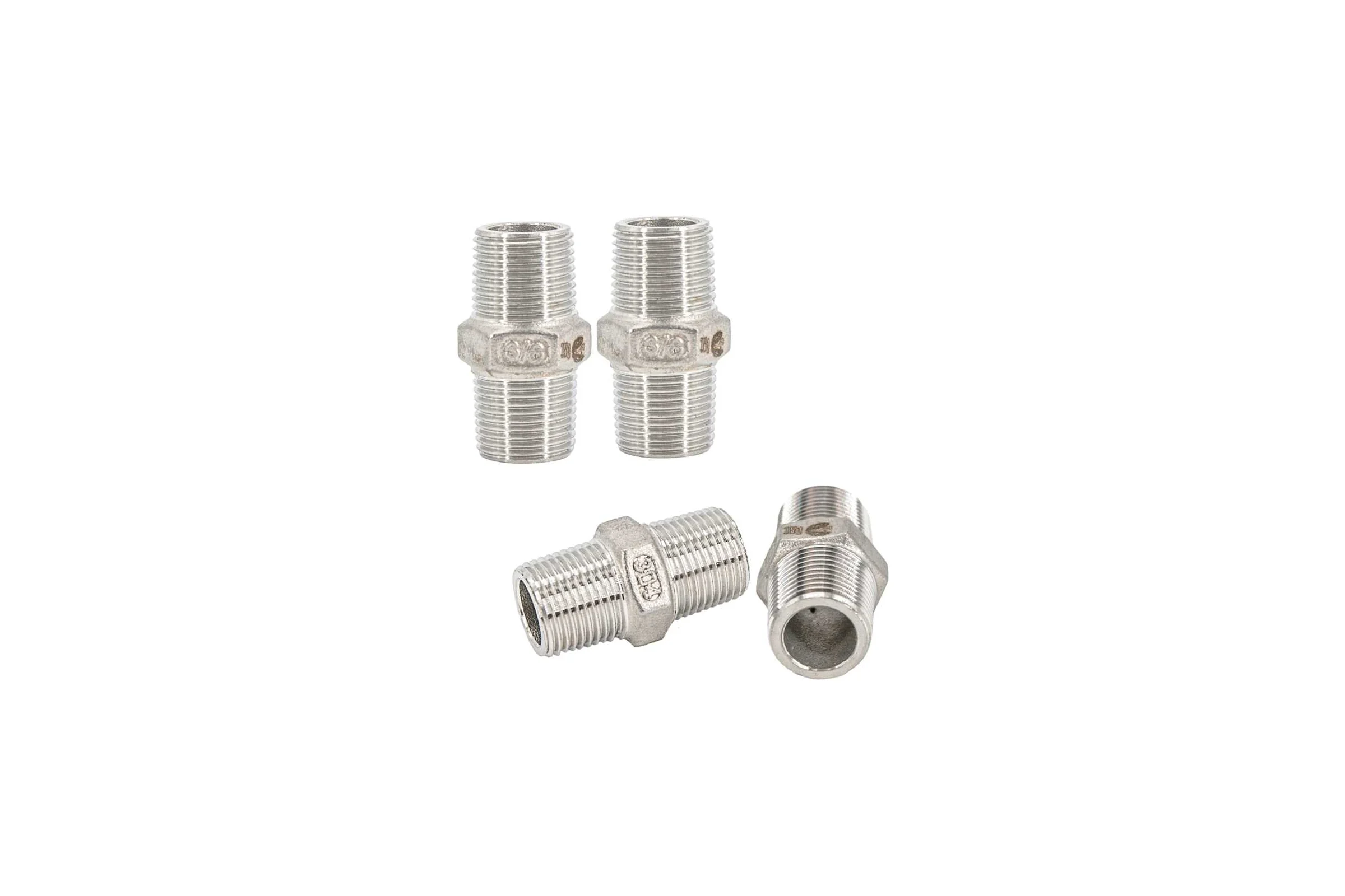 Ниппель NEWKEY резьбовой нержавеющий, AISI304 DN10 (3/8), (CF8), PN16, набор 4 шт NAB4-NK-NM10/4
