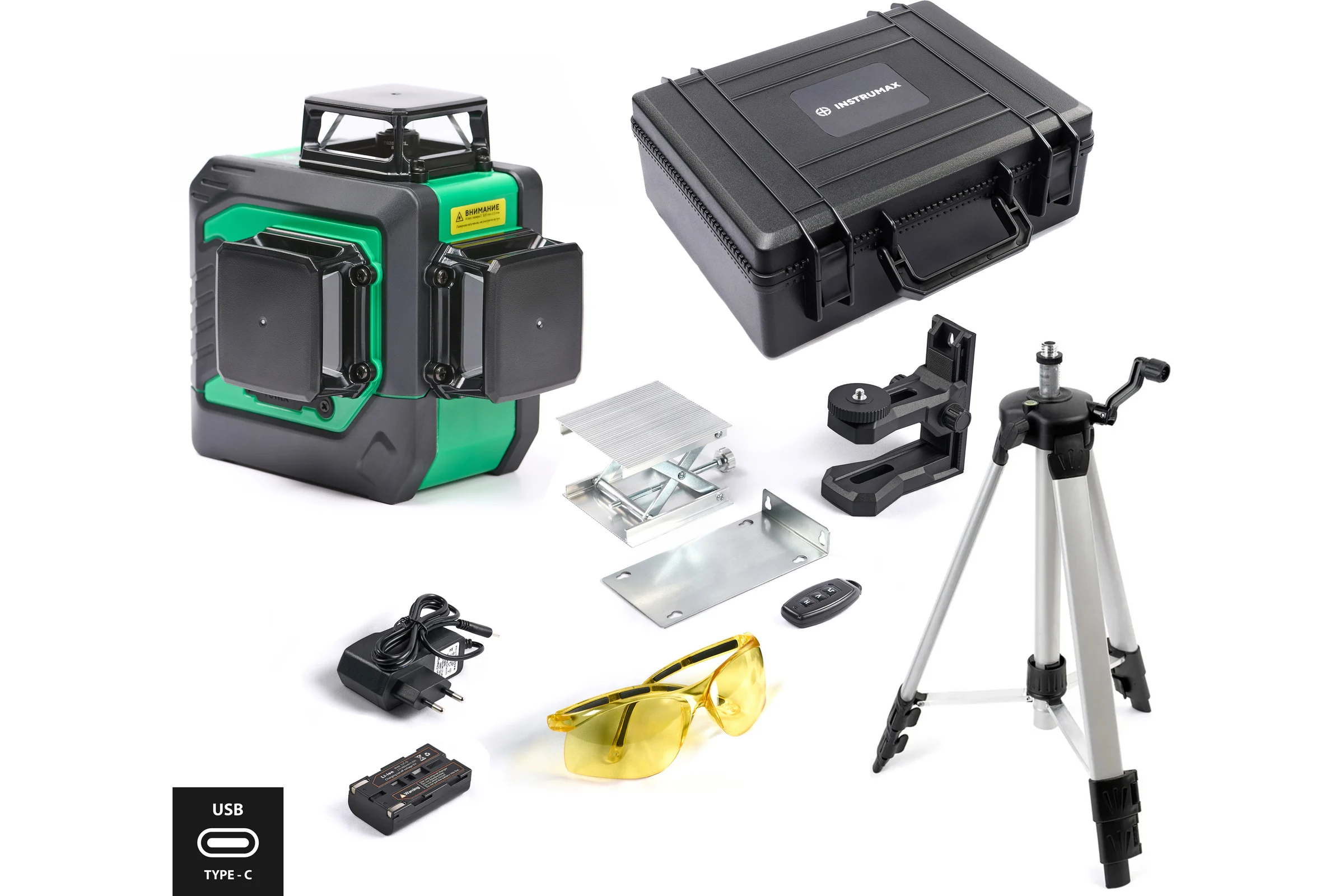 Комплект INSTRUMAX лазерный уровень, GL 3-360 Master SET+Штатив телескопический с резьбой 1/4 (5/8) дюйма TR-120 IM0174_K