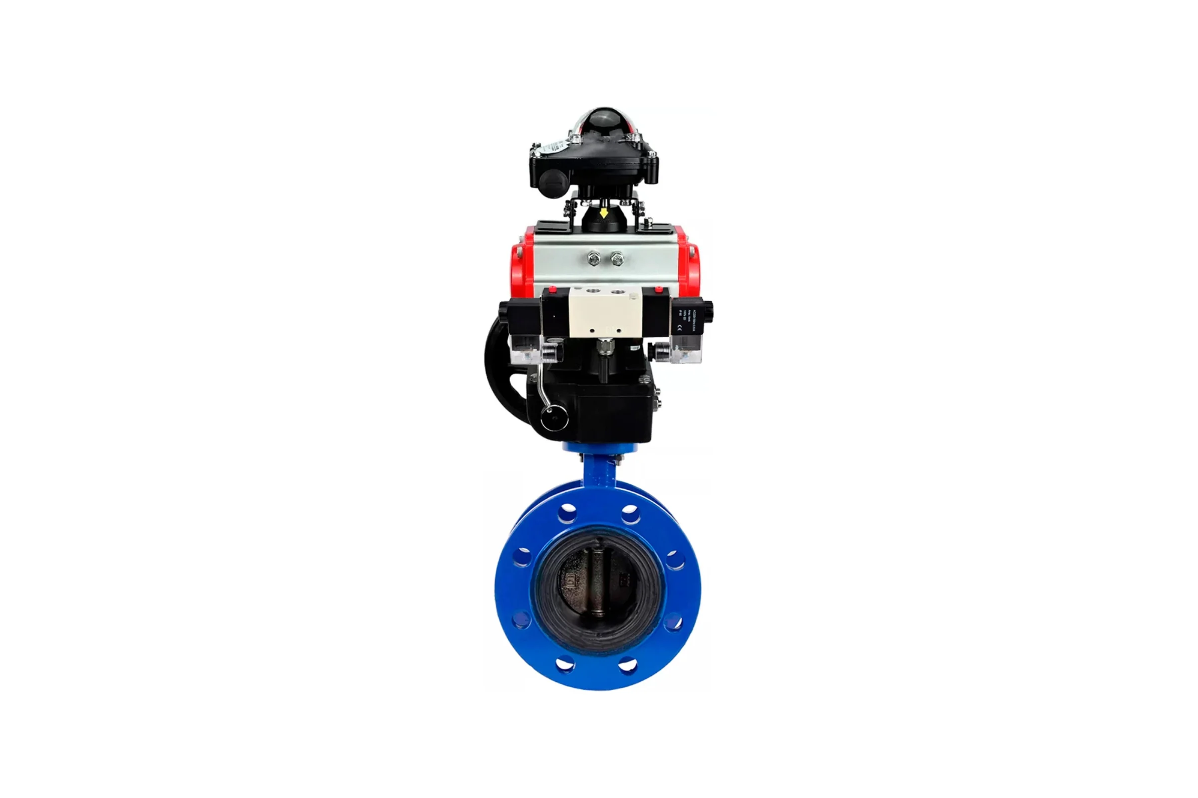 Затвор дисковый GGG40-304-EPDM-2W-F-H Ду200 Ру16, пневмопривод DA-140, пневмораспределитель (2EM) 220VAC, БКВ LSB-210, ручной дублёр HDM-4 DN.ru D050-56393