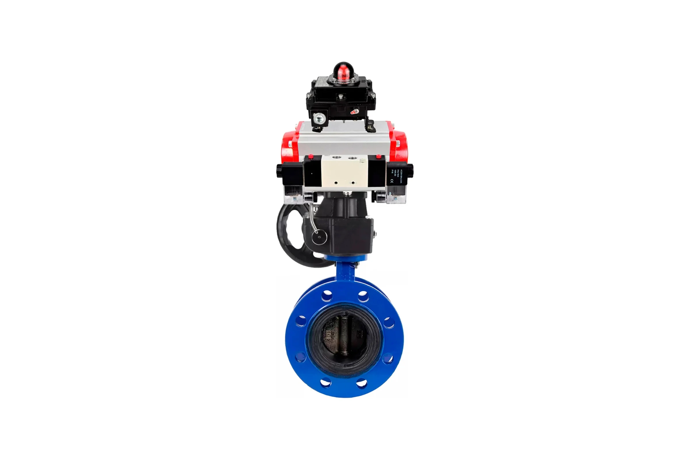 Затвор дисковый GGG40-304-EPDM-2W-F-H Ду200 Ру16, пневмопривод DA-140, пневмораспределитель (2EM) 220VAC, БКВ LSB-410, ручной дублёр HDM-4 DN.ru D050-56428