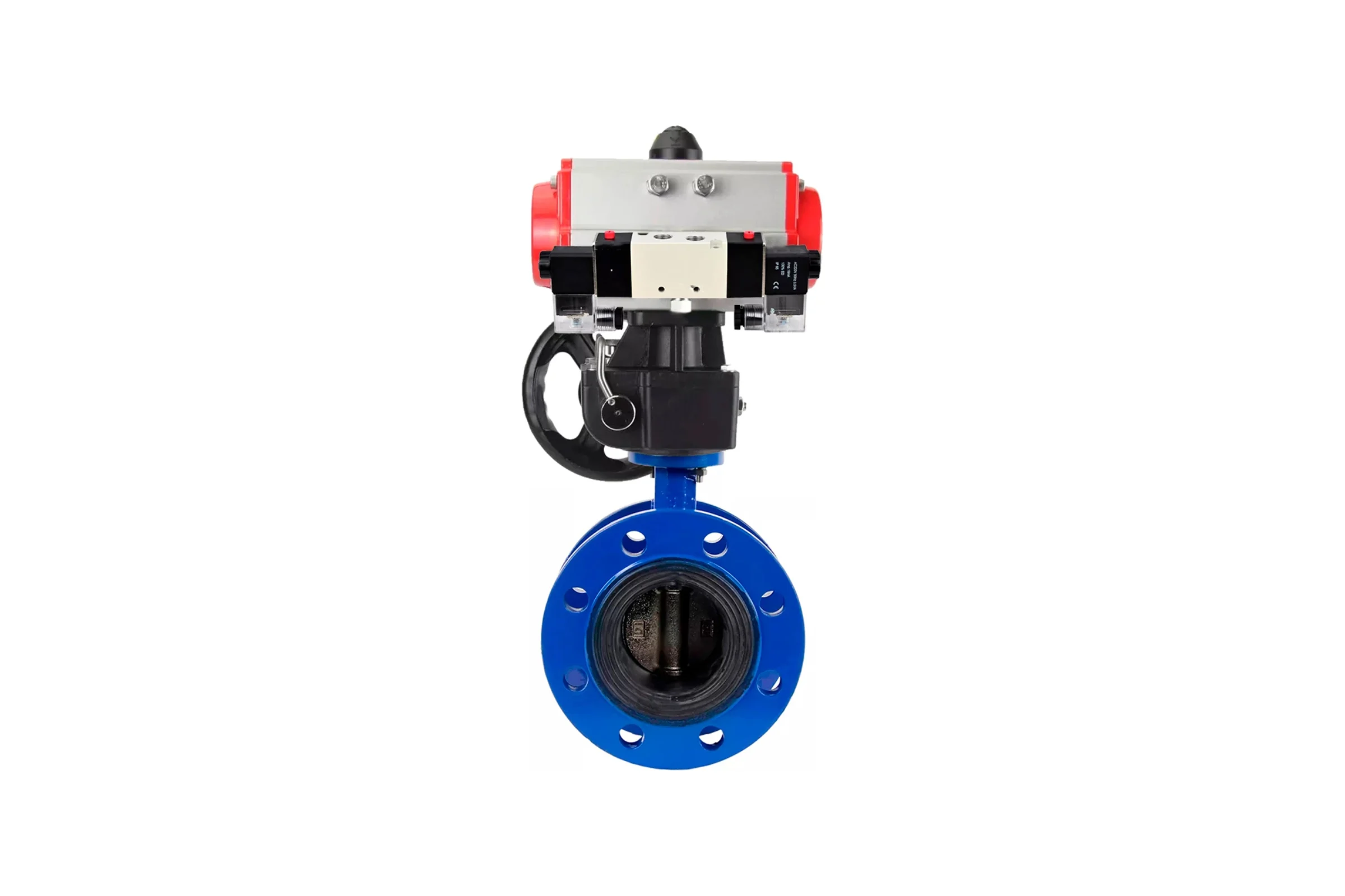 Затвор дисковый GGG40-304-EPDM-2W-F-H Ду50 Ру16 пневмопривод DA-105, пневмораспределитель (2EM) 220VAC, ручной дублёр HDM-3 DN.ru D050-56345